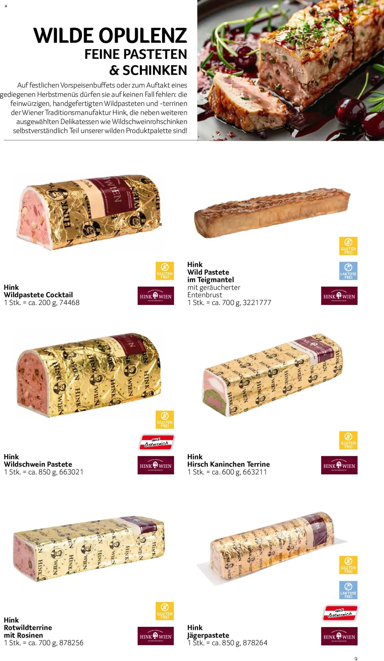 Transgourmet Alles für den Wildgenuss gültig ab 31.08.2026 | Seite: 9 | Produkte: Rosinen, Pastete, Schinken