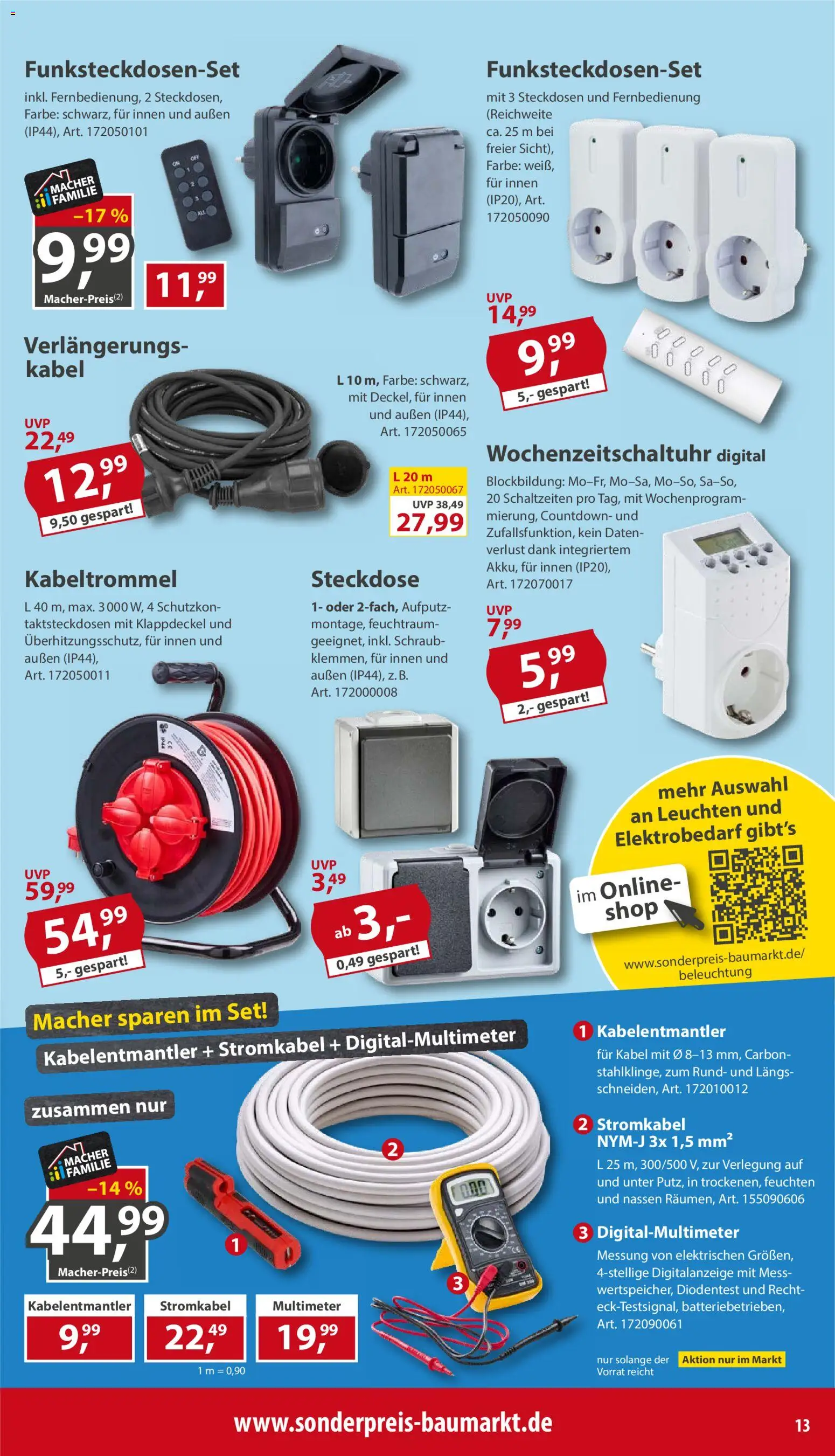 Sonderpreis Baumarkt Prospekt – gültig ab 17.10.2026 | Seite: 13 | Produkte: Kabel, Steckdose