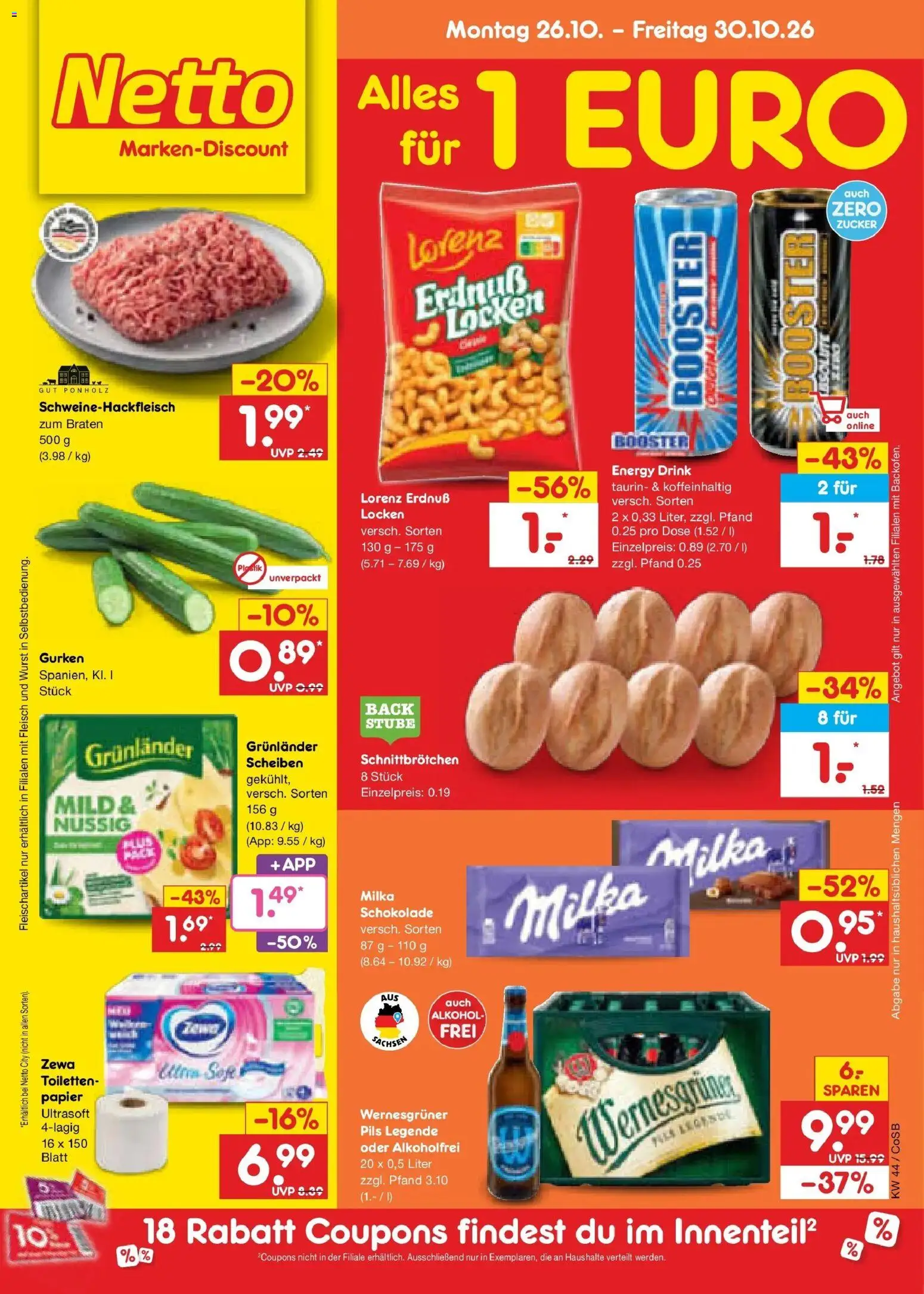 Netto Marken-Discount Prospekt Leipzig – gültig ab 26.10.2026 | Seite: 5 | Produkte: Energy, Schokolade, Zewa, Milka