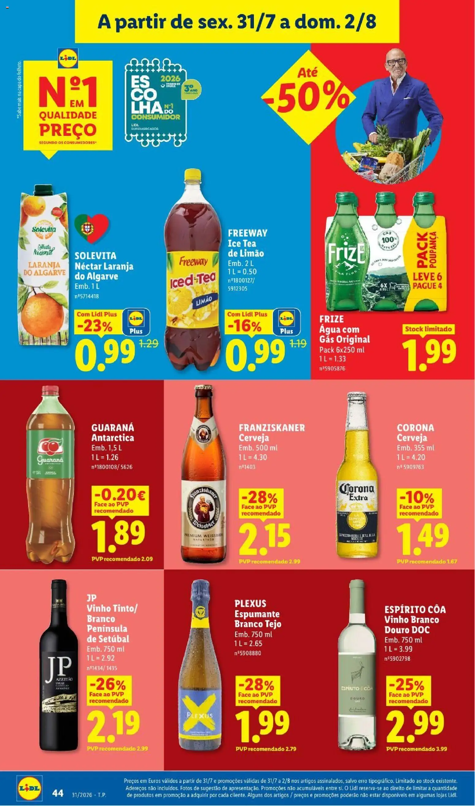 Lidl folheto │ válido de 27/07/2026 | Página: 44 | Produtos: Espumante, Vinho, Cerveja, Água com gás