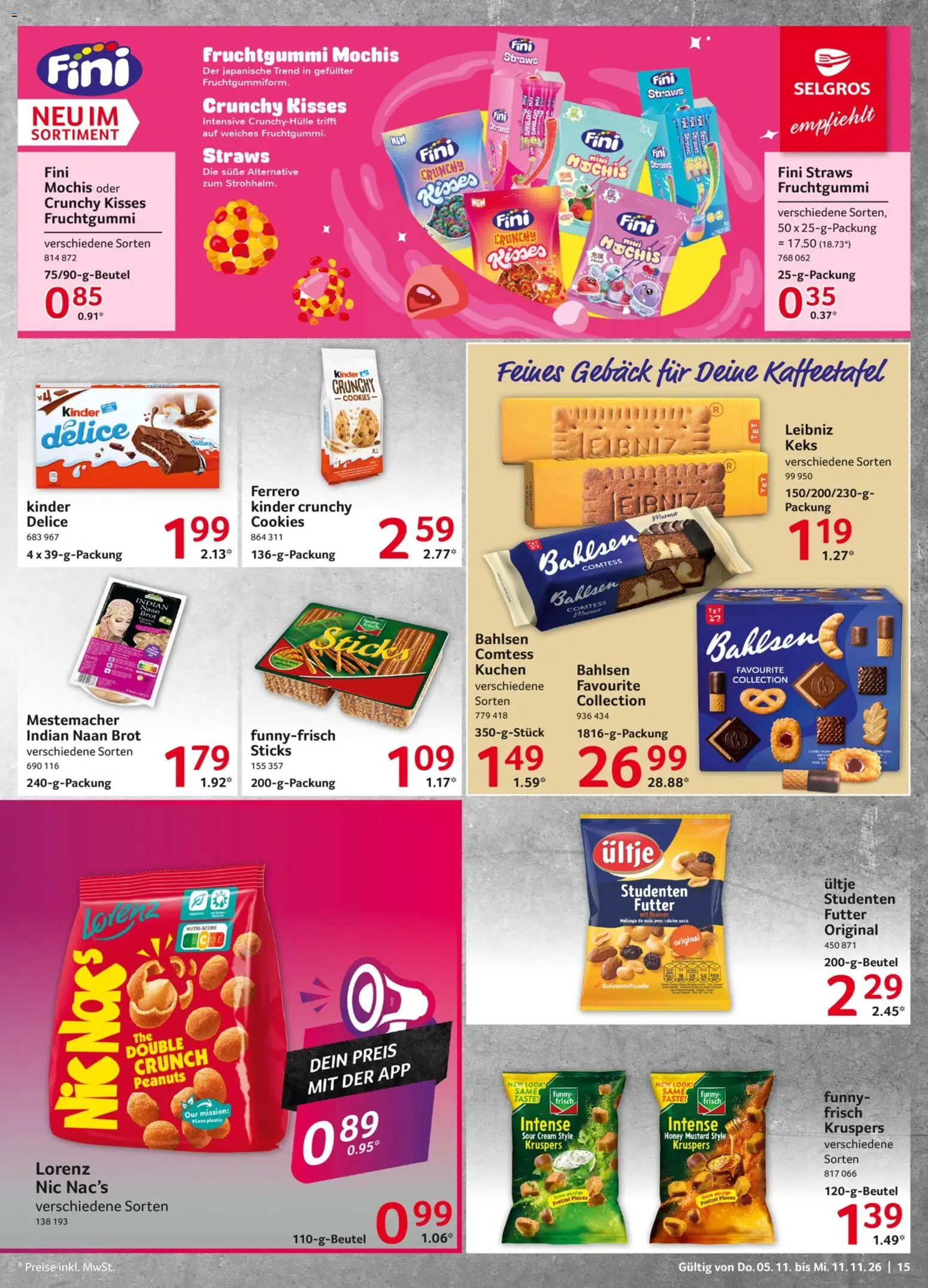 Selgros Prospekt – gültig ab 05.11.2026 | Seite: 15 | Produkte: Rosinen, Brot, Kuchen