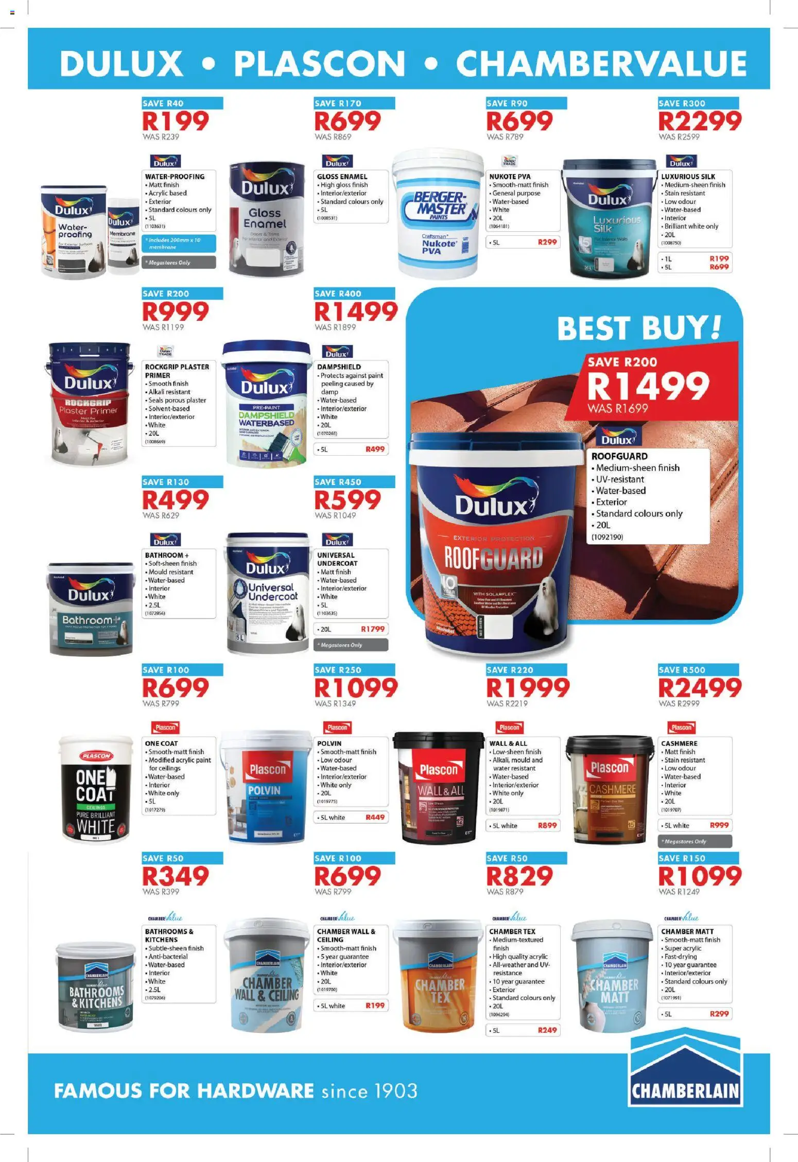 New Chamberlain catalogue – valid from 18.06.2026 | Page: 5 | Products: Primer, Plaster, Enamel, Water
