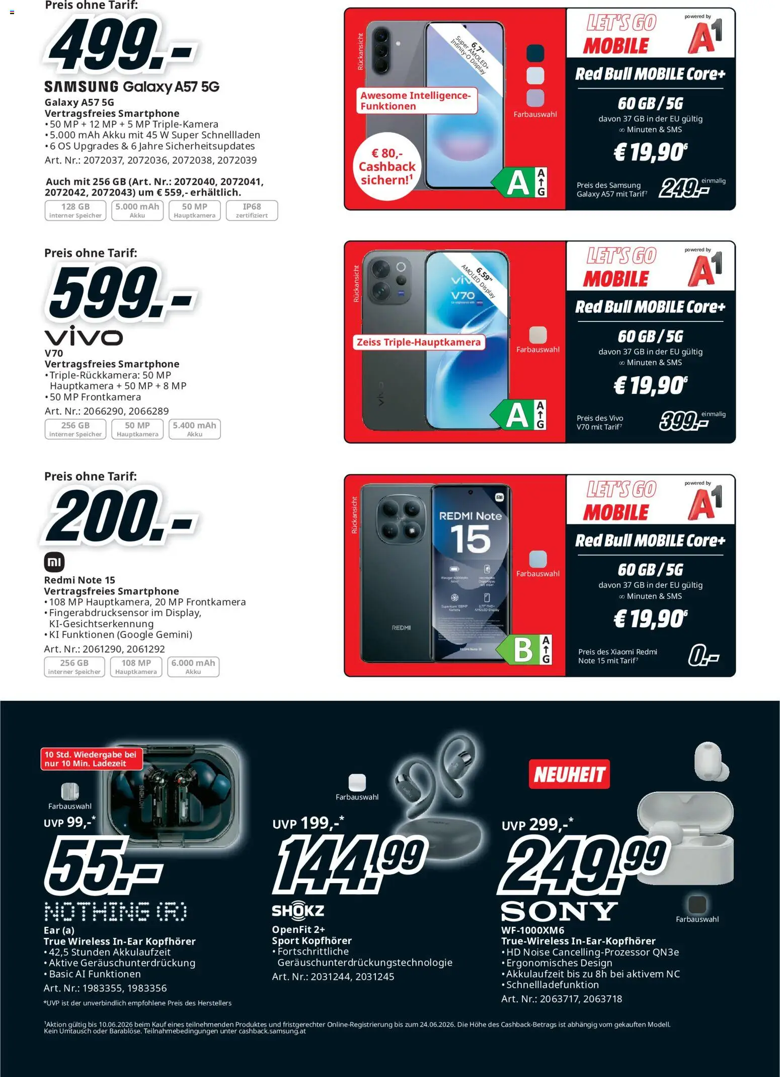 Media Markt Angebote gültig ab 24.05.2026 | Seite: 10 | Produkte: Smartphone, Kopfhörer, Samsung