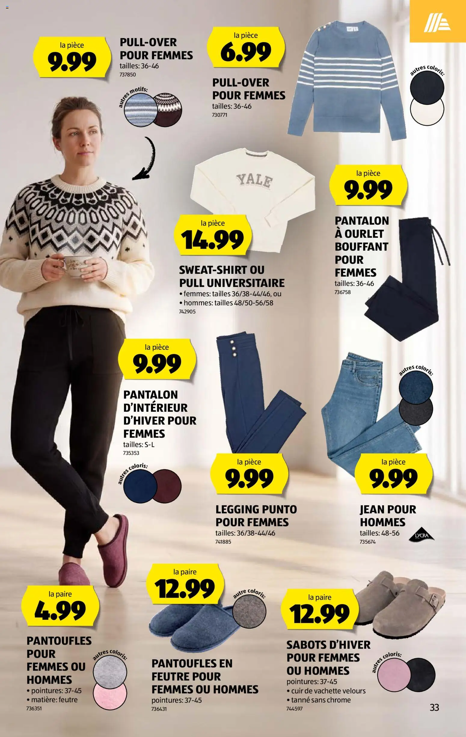 Aldi aktionen FR – gültig ab 15.10.2026 | Seite: 33 | Produkte: Leggings, Pullover, Jeans, Sweatshirt