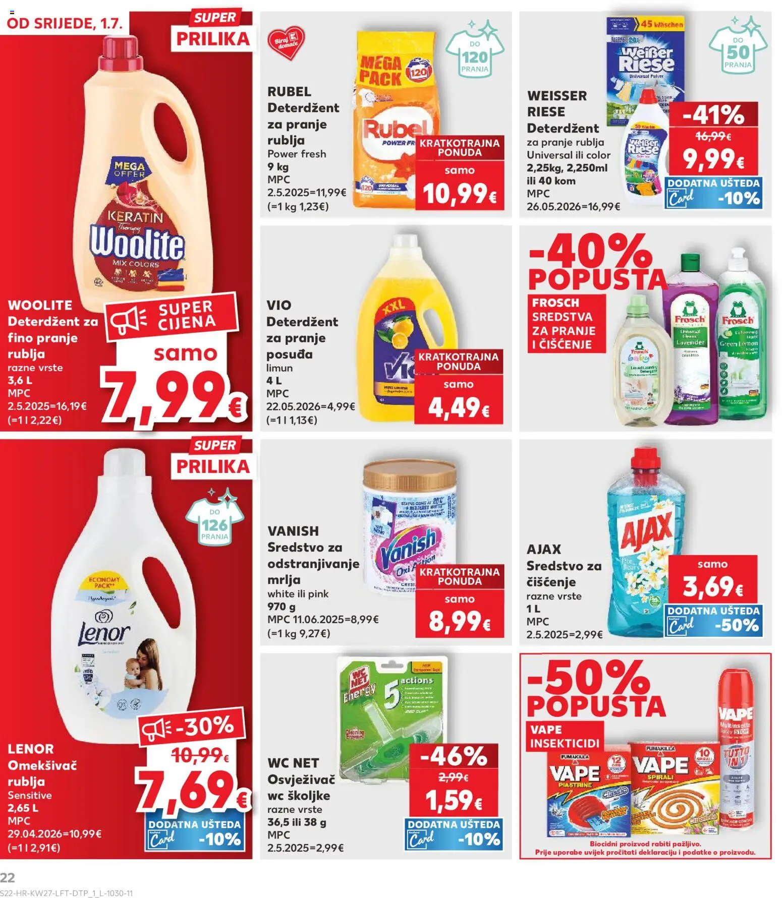 Kaufland HR akciós ujság - amely érvényes a következő dátumtól: 2026.07.01. | Oldal: 22 | Termékek: WC