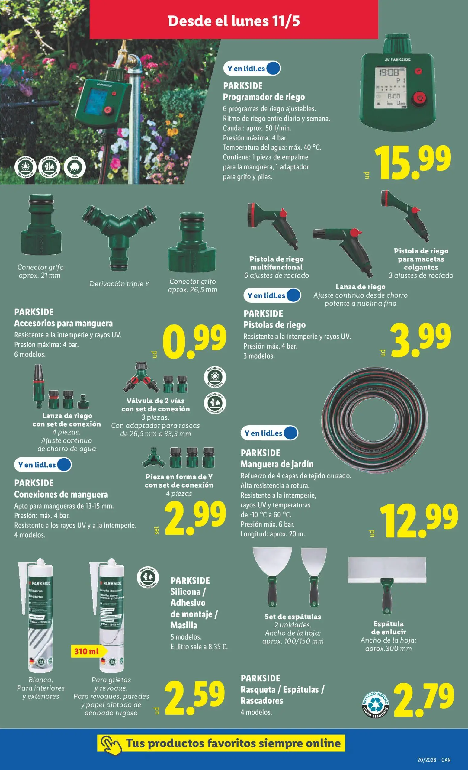 Lidl folleto de bazar │ válido desde el 11.05.2026 | Página: 9 | Productos: Manguera, Conector, Adaptador