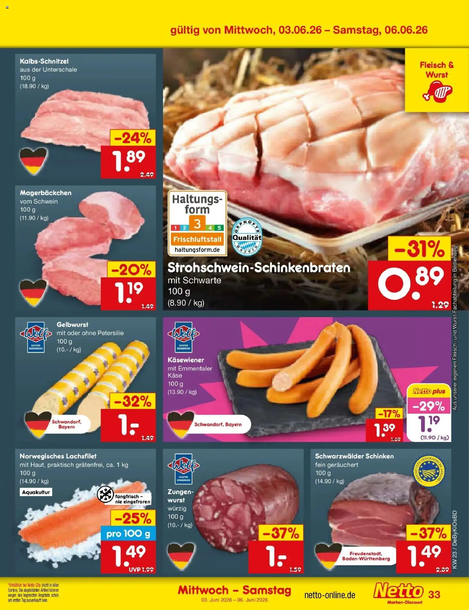 Netto Marken-Discount Prospekt Mistelbach – gültig ab 01.06.2026 | Seite: 47 | Produkte: Käse, Wurst, Schinken, Fleisch