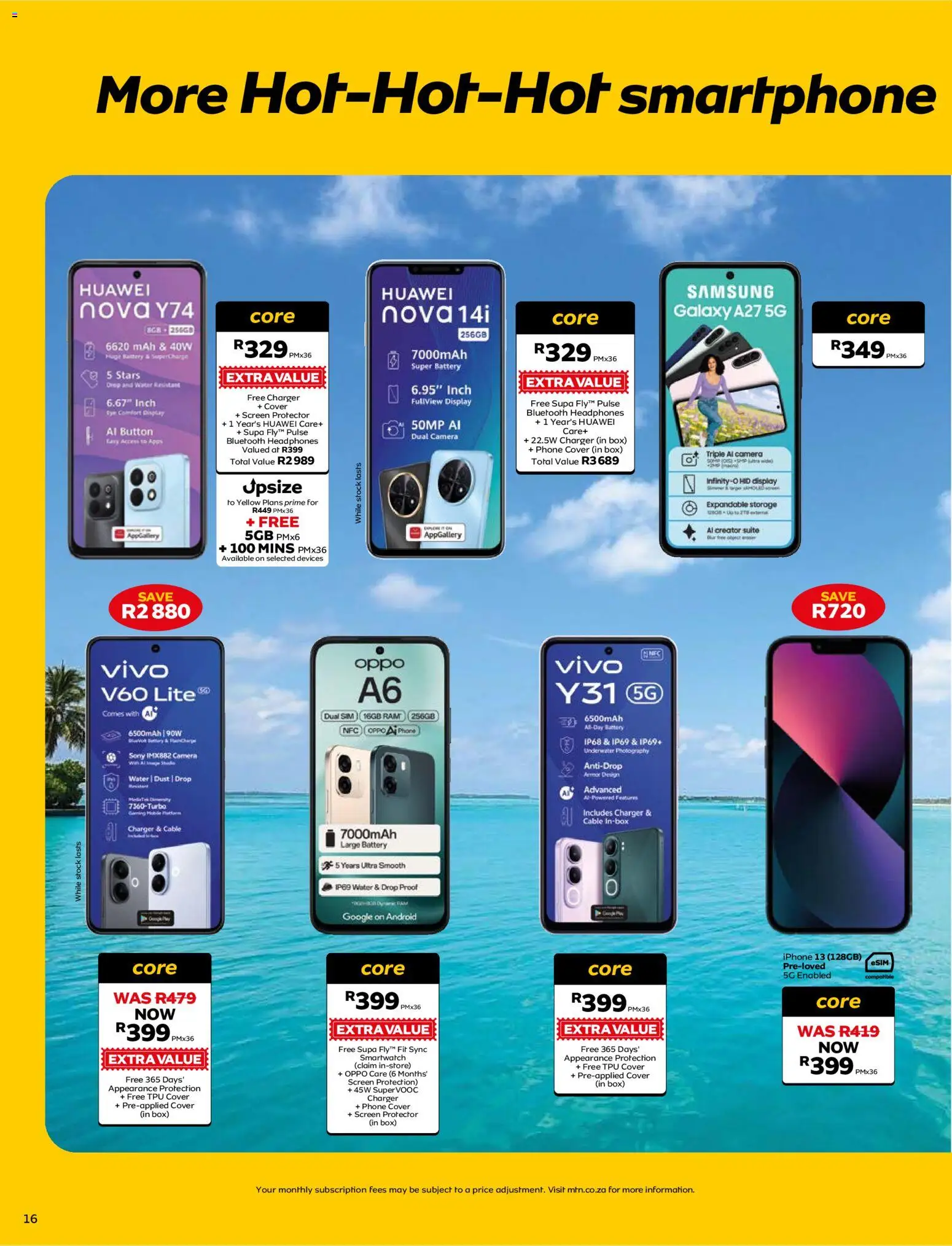 New MTN catalogue – valid from 07/10/2026 | Page: 16 | Products: Phone, Headphones, Cable, Smartwatch