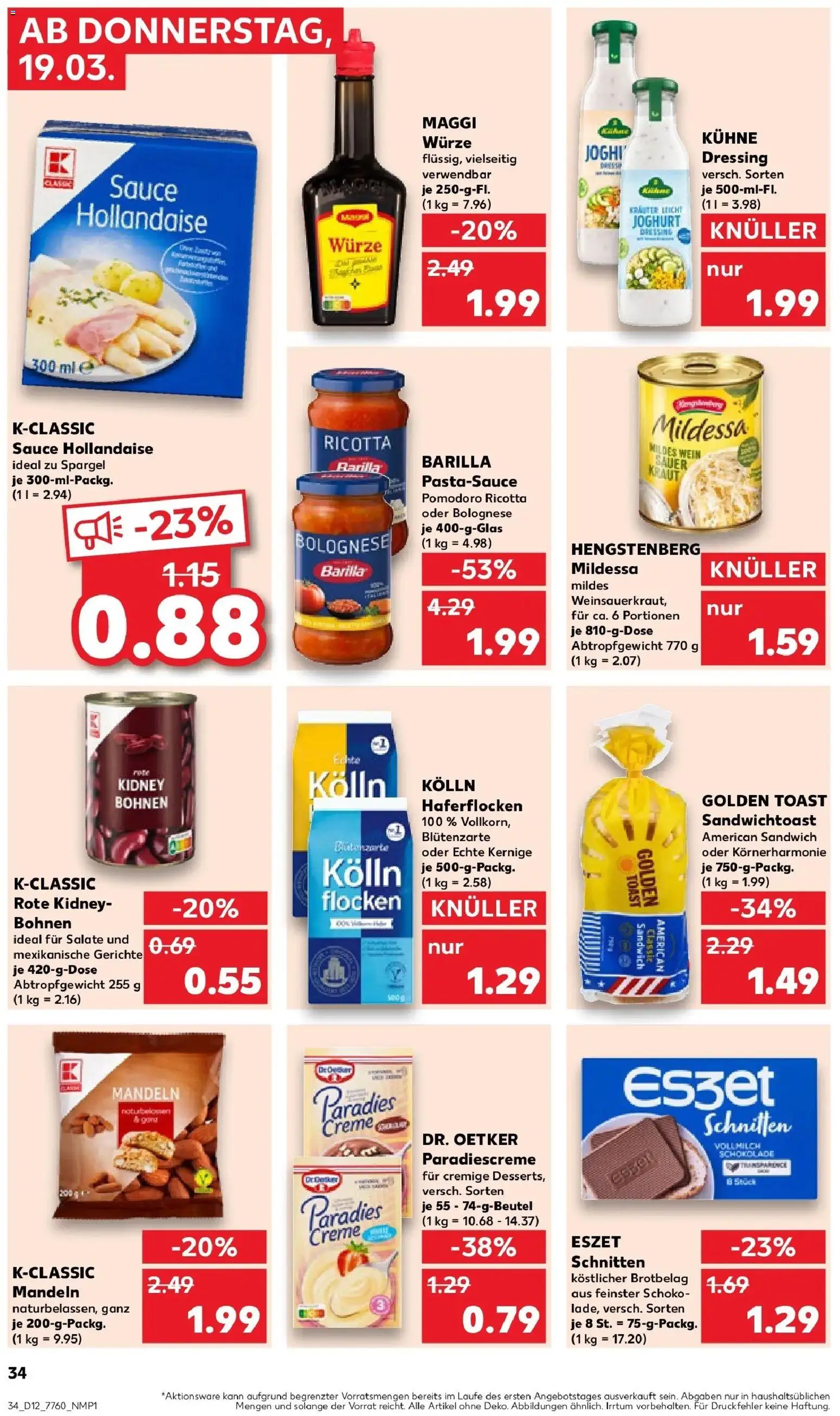Kaufland Prospekt Burghausen	 – gültig ab 19.03.2026 | Seite: 34 | Produkte: Dressing, Mandeln, Creme, Kraut
