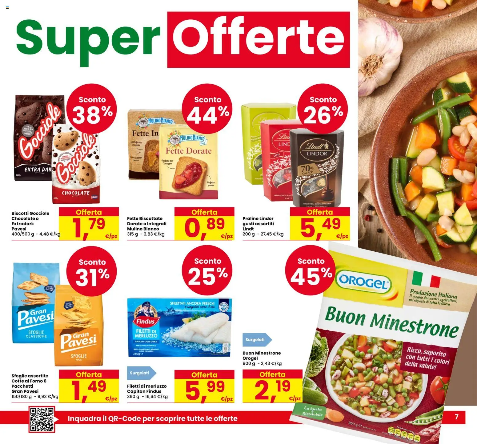 Volantino Despar del 16/10/2026 | Pagina: 7 | Prodotti: Merluzzo, Lindt, Biscotti, Forno
