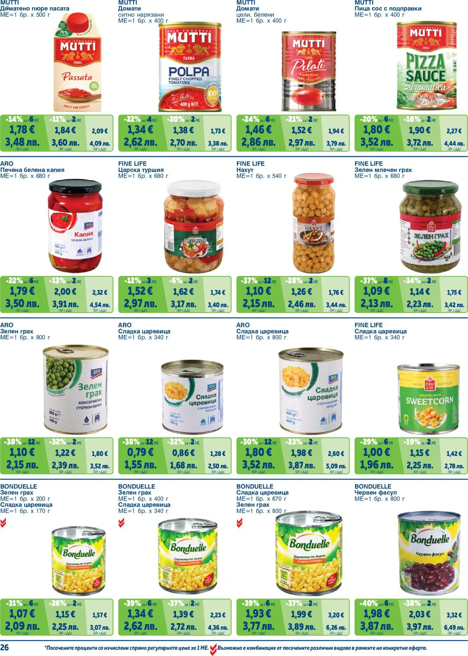 {H1} | Страница: 26 | Продукти: Подправки, Пюре, Домати, Грах