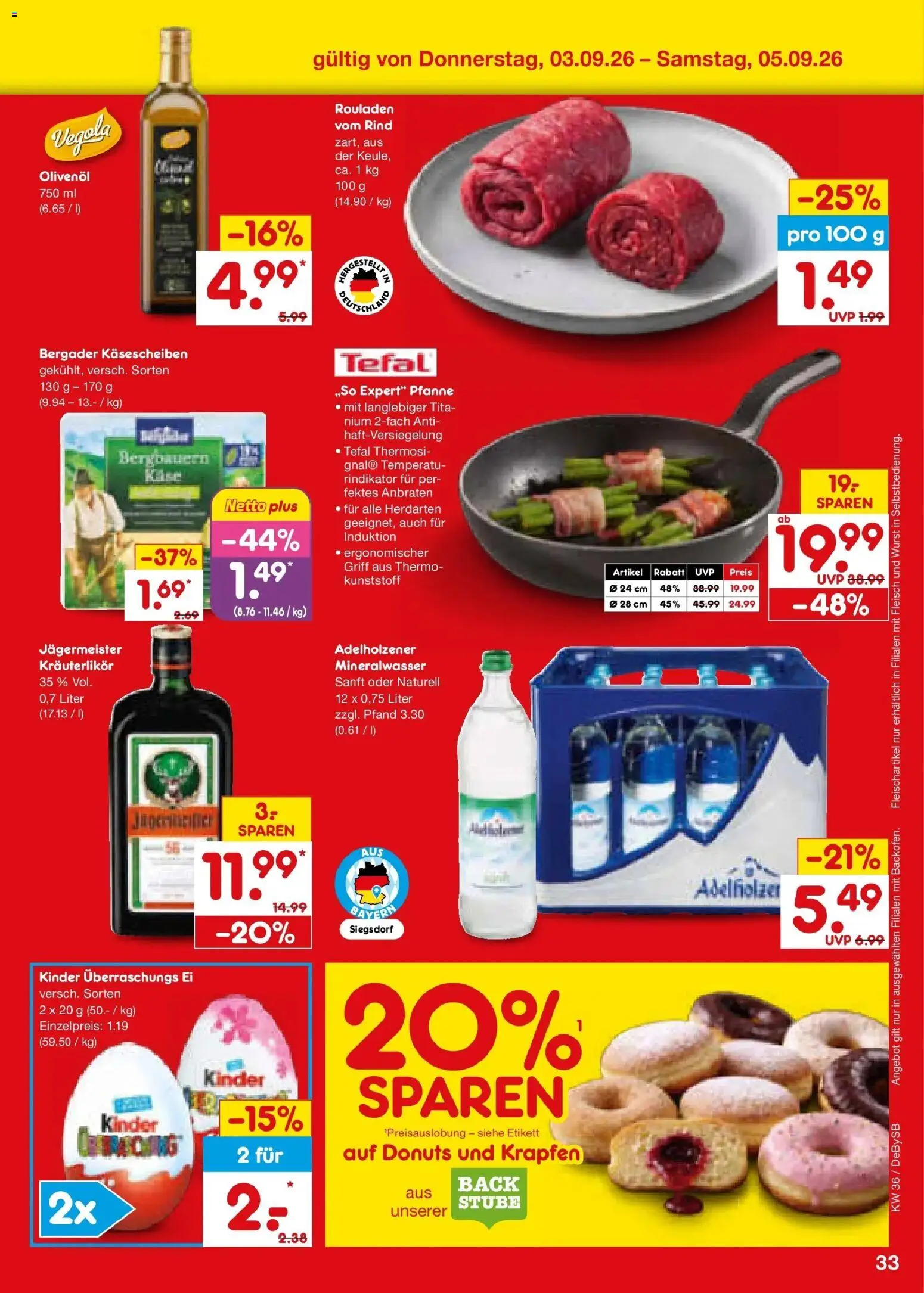 Netto Marken-Discount Prospekt Thierhaupten (ab 31.08.2026) » Angebote | Seite: 45 | Produkte: Krapfen, Donuts, Jägermeister, Wurst