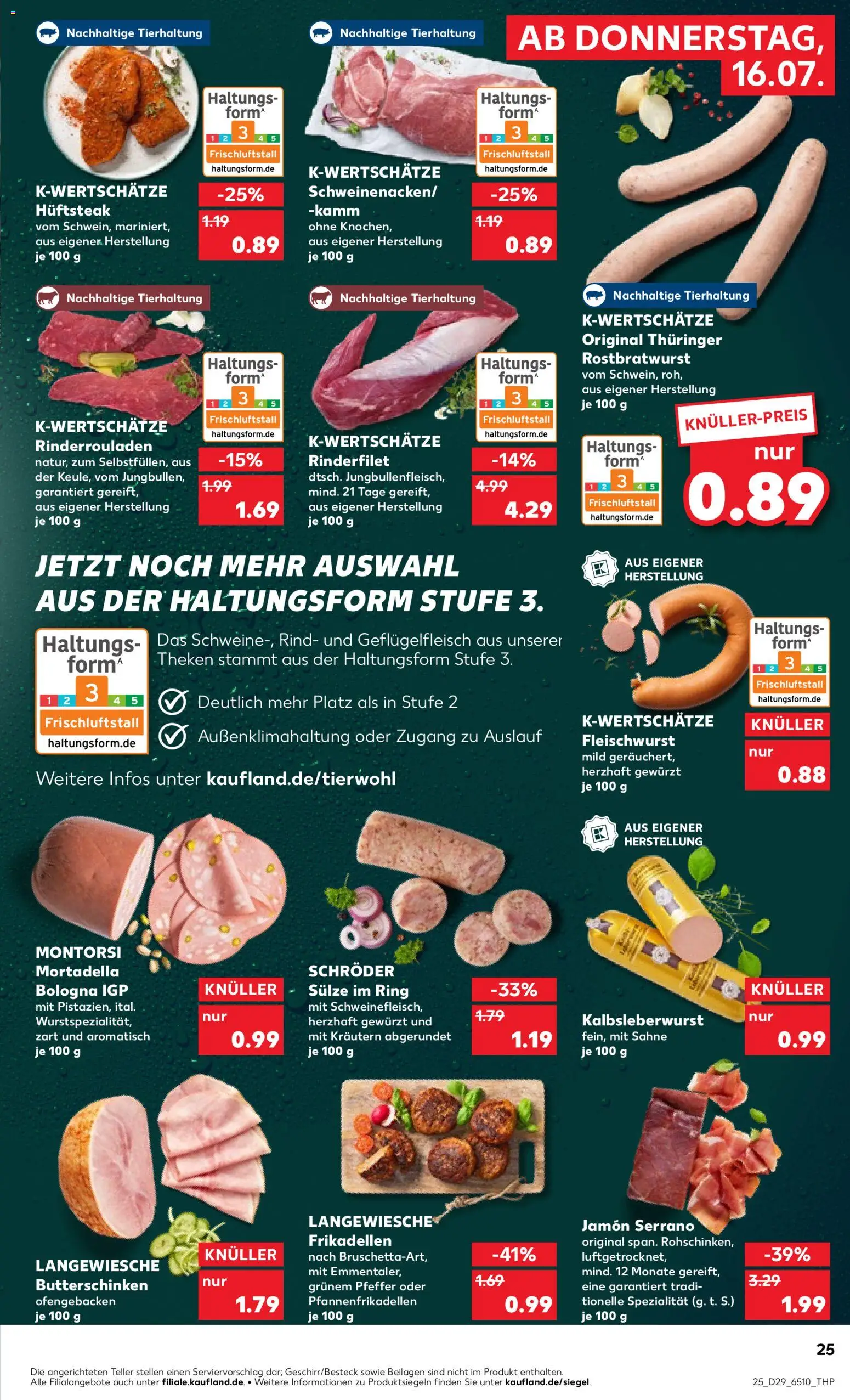 Kaufland Německo leták - Köln od 16.07.2026 | Strana: 25 | Produkty: Jamón Serrano, Jamon, Forma, Mortadella