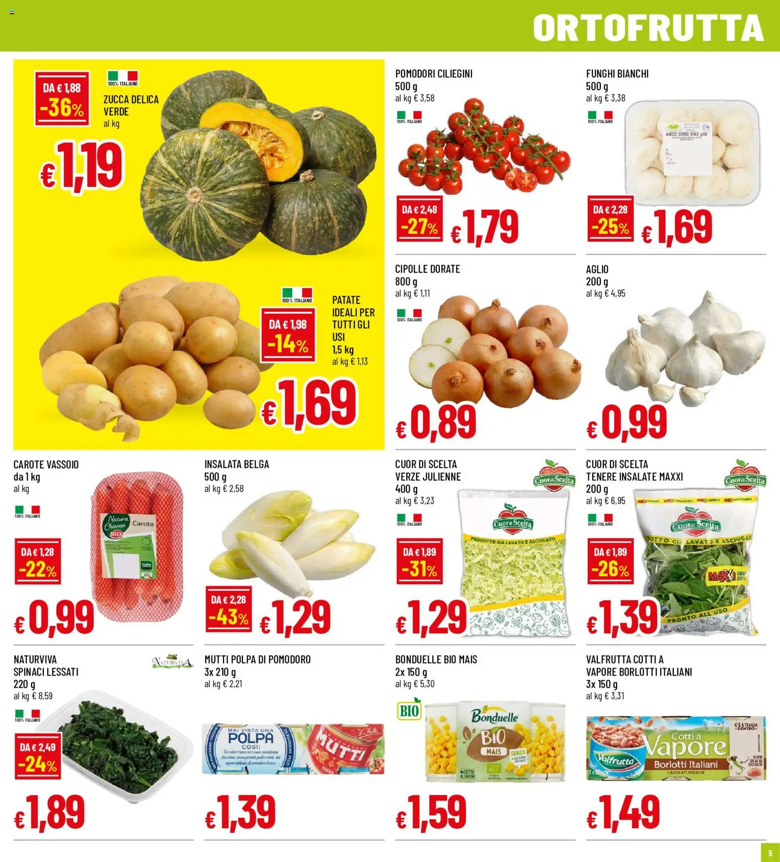 Volantino Galassia del 17/09/2026 | Pagina: 5 | Prodotti: Pomodori, Funghi, Mutti, Mais
