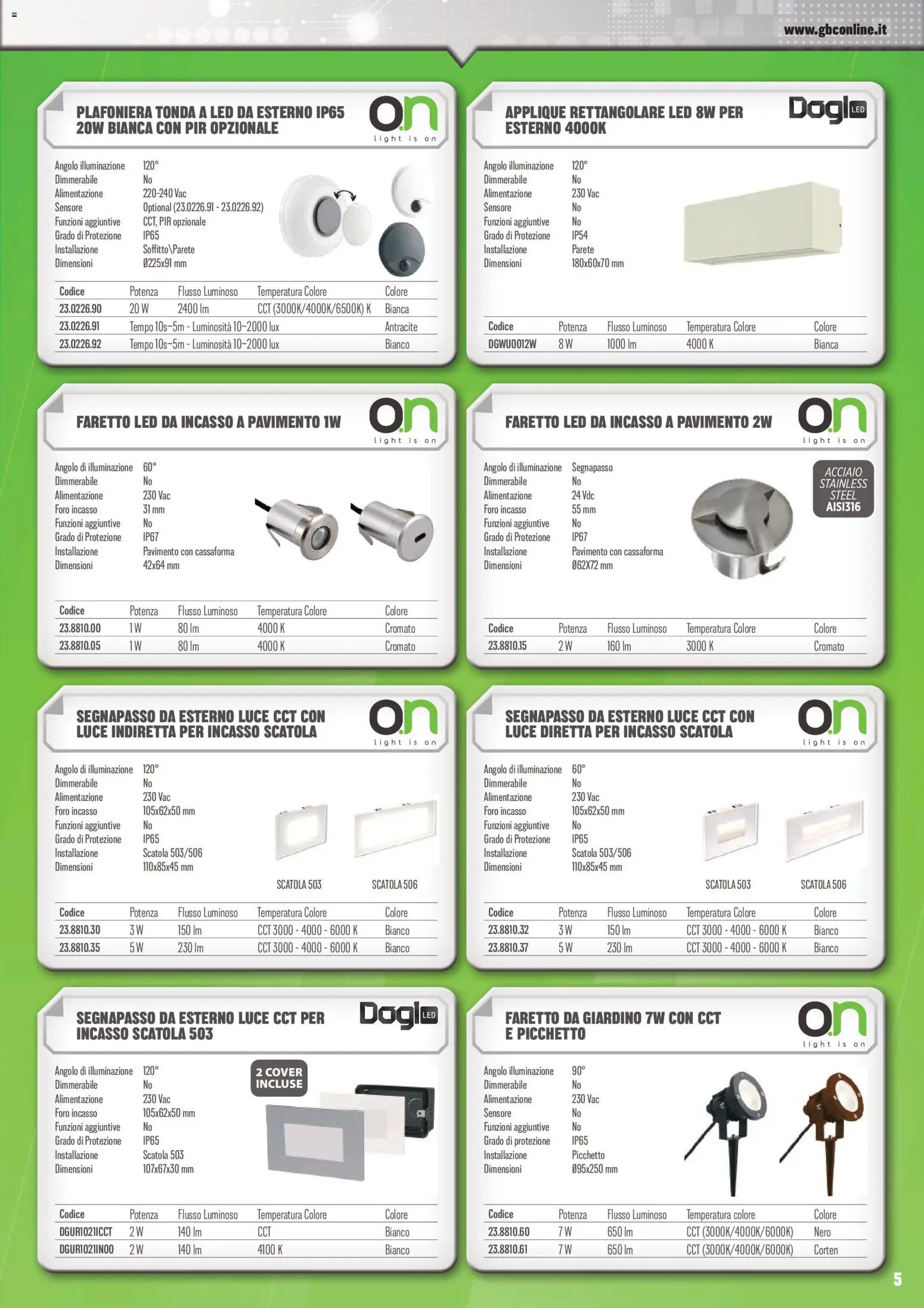 Volantino GBC del 01/07/2026 | Pagina: 5 | Prodotti: Faretto, Pavimento, Scatola