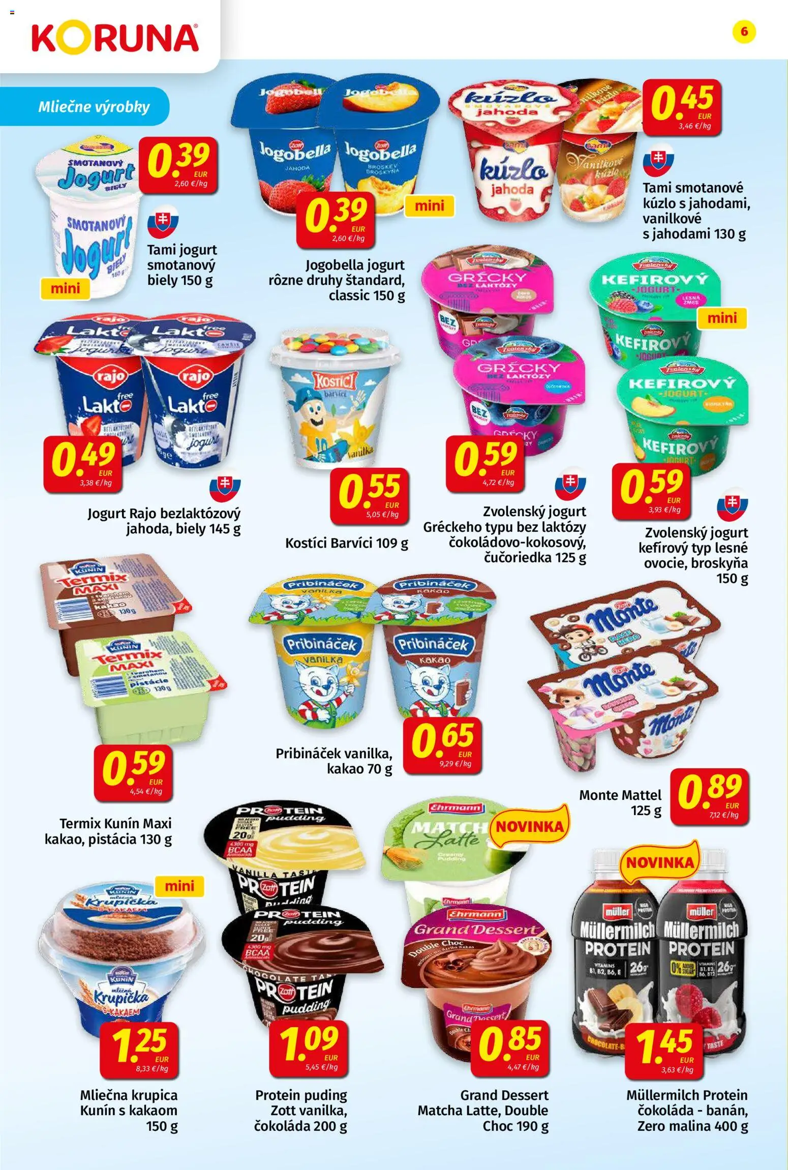 Nové Koruna akcie – leták je platný od 14.08.2026 | Strana: 6 | Produkty: Protein, Termix, Pistácie, Kakao