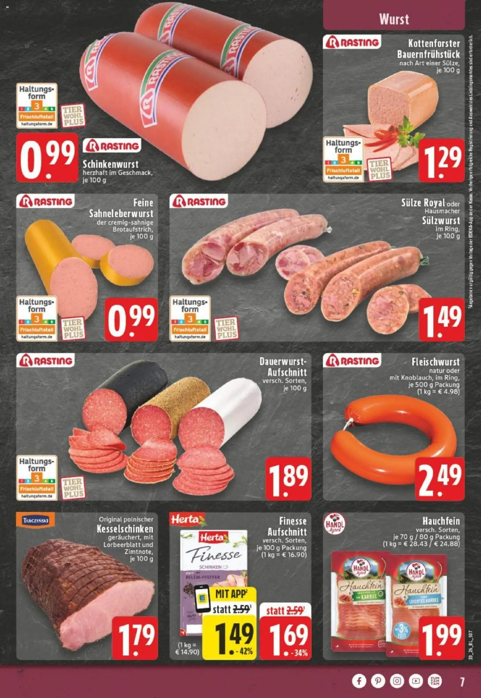 Edeka Prospekt Dortmund – gültig ab 10.08.2026 | Seite: 7 | Produkte: Wurst, Schinken