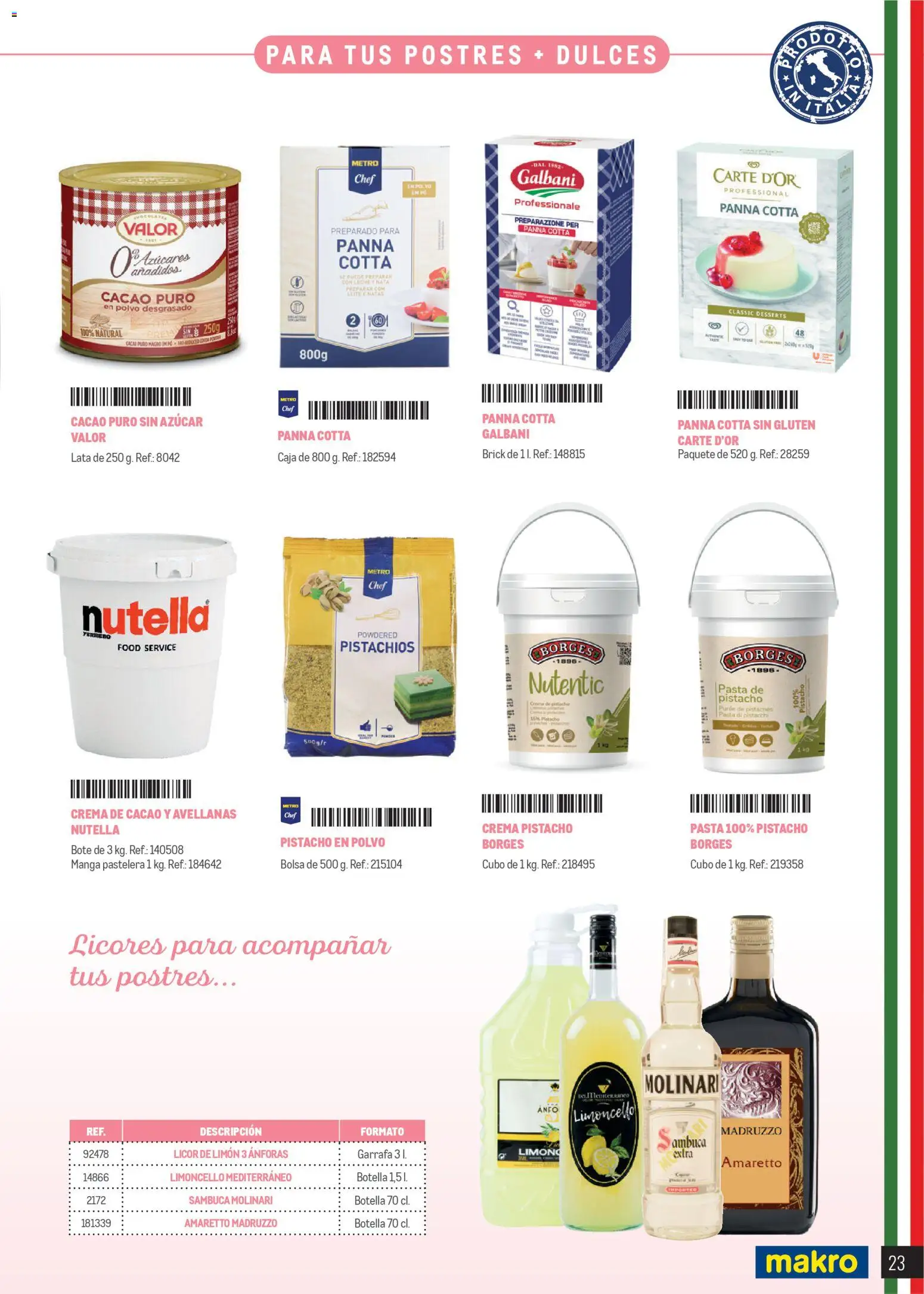 Makro Restaurantes italianos Canarias │ válido desde el 27.03.2026 | Página: 23 | Productos: Polvo, Licor, Leche, Caja