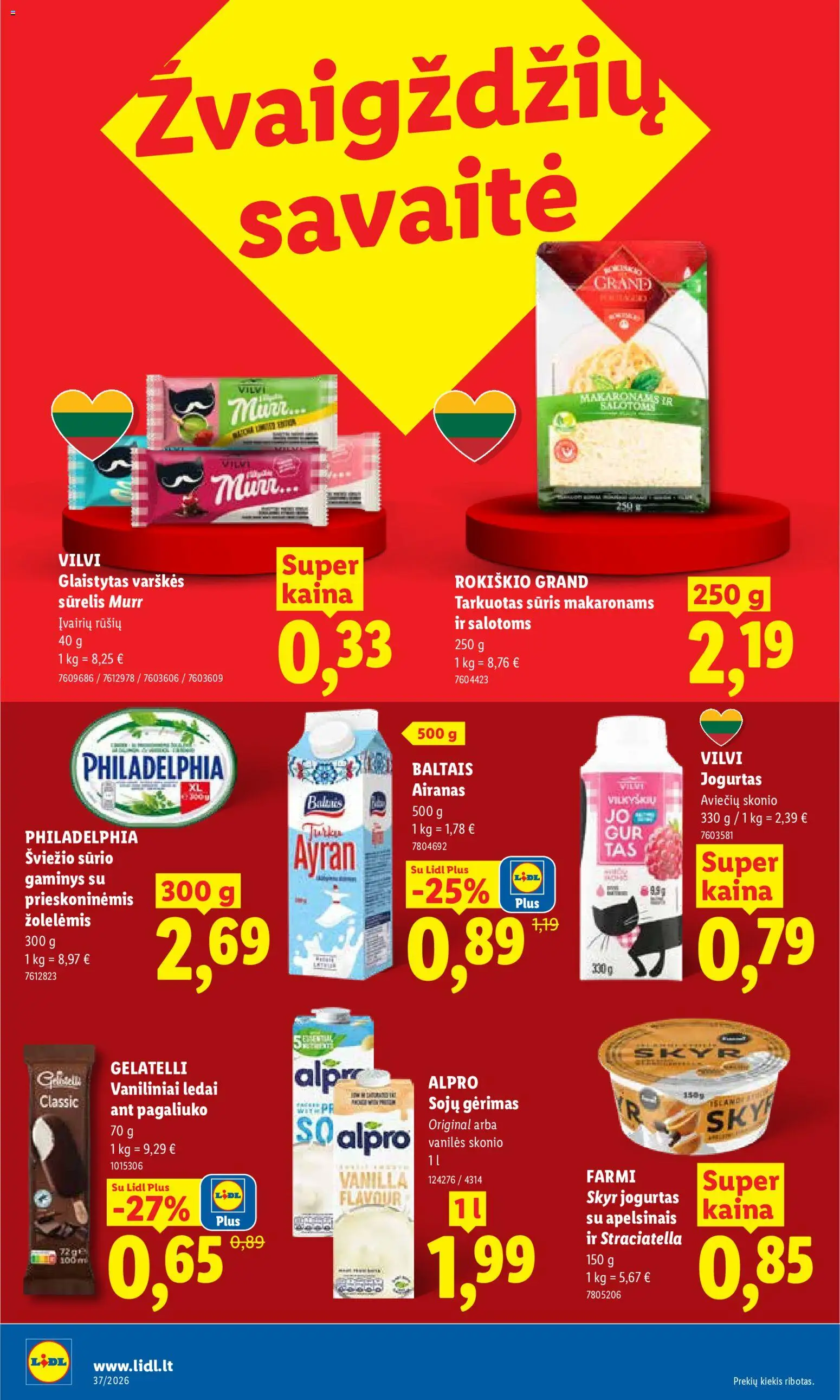 LIDL akcijos nuo 2026.09.07 | Puslapis: 8 | Prekių: Sūrelis, Jogurtas, Sūris, Tarkuotas sūris