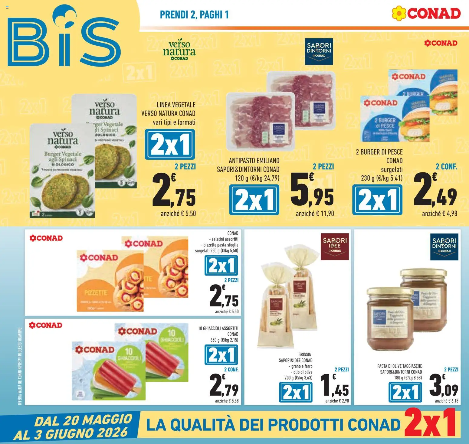 Volantino Conad del 20.05.2026 | Pagina: 8 | Prodotti: Pesce, Ghiaccioli, Grissini, Farro