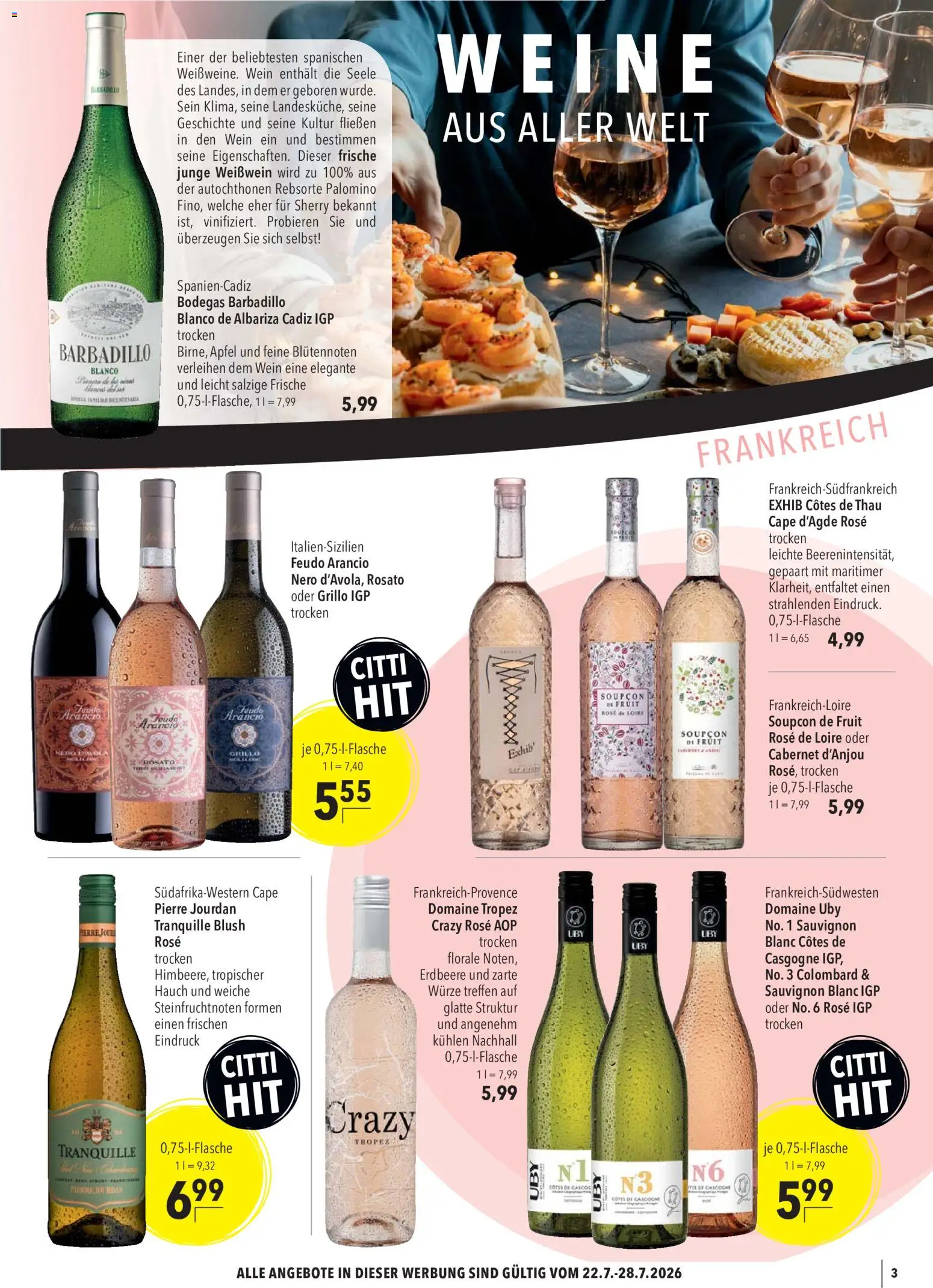 CITTI Markt Sommer Weine – gültig ab 22.07.2026 | Seite: 3 | Produkte: Weißwein, Äpfel, Wein, Blush