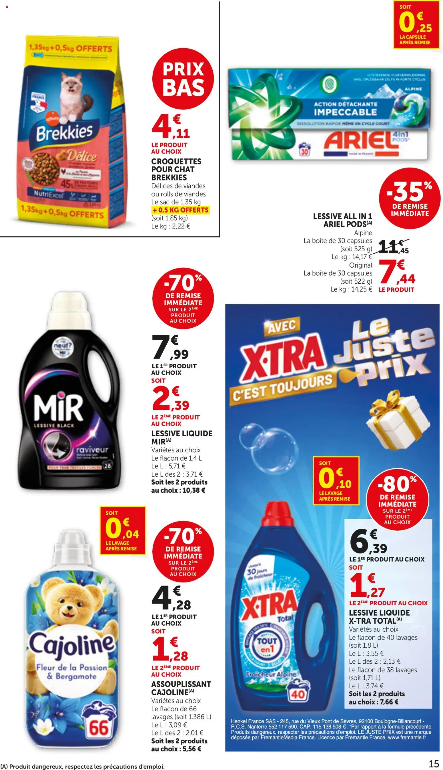 {H1} | Page: 15 | Produits: Croquettes, Ariel, Capsules, Lessive