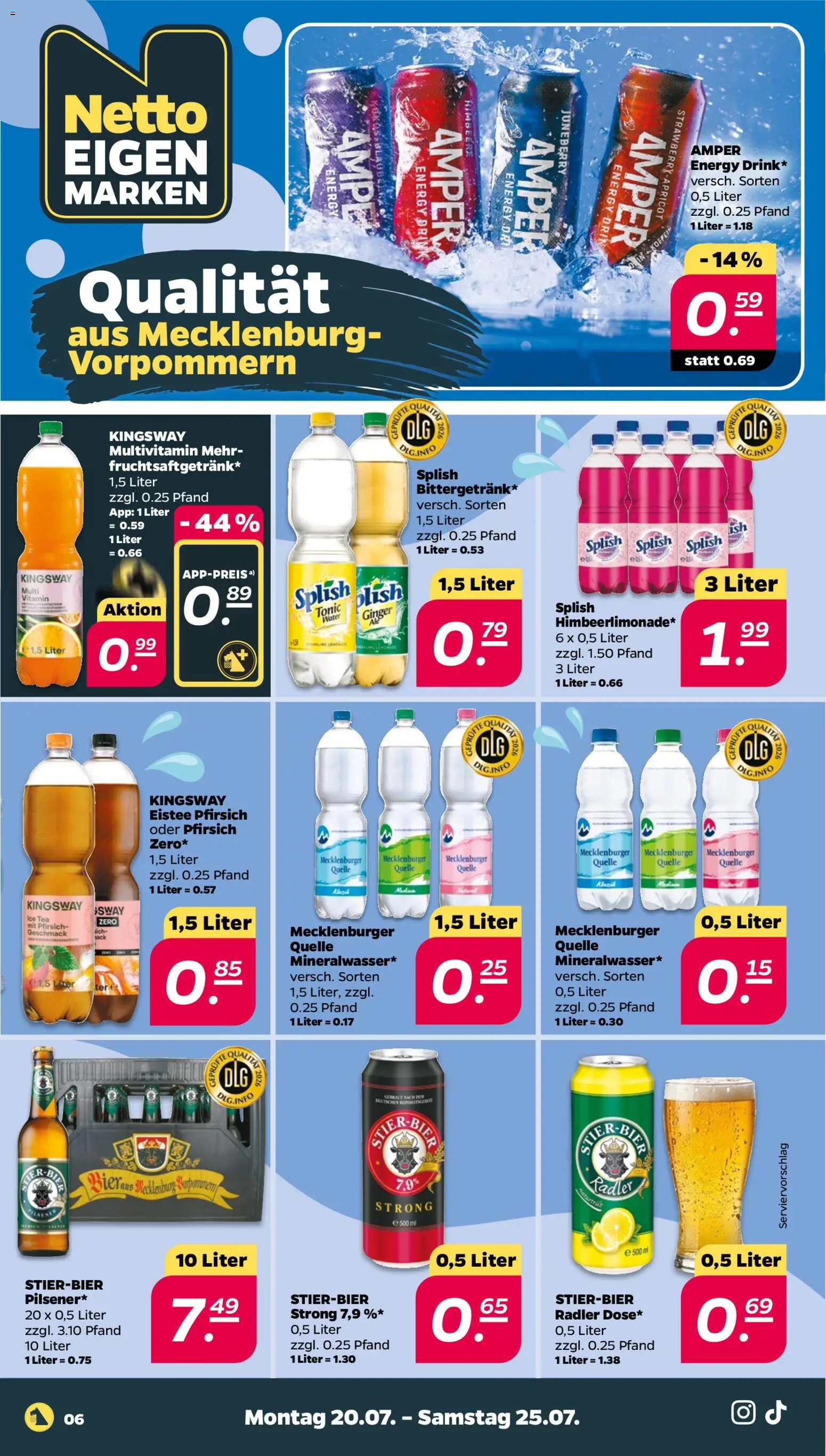 Netto Prospekt – gültig ab 20.07.2026 | Seite: 6 | Produkte: Energy, Bier, Pfirsich, Himbeere