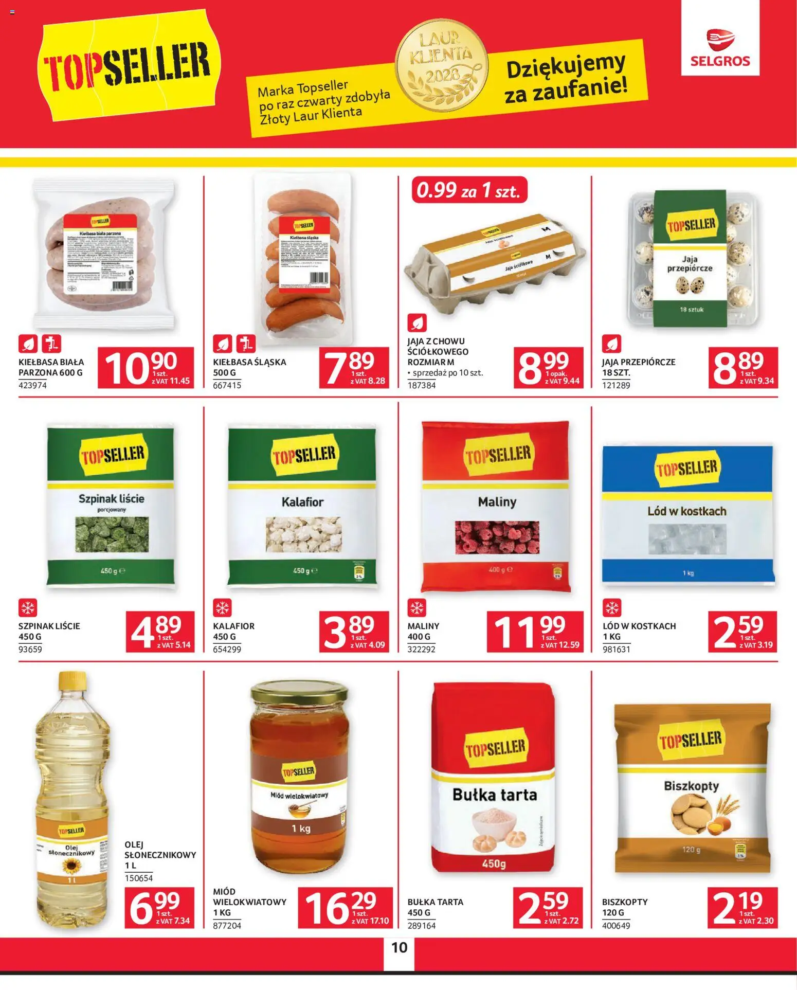 Selgros cash&carry gazetka od 08.10.2026 | Strona: 10 | Produkty: Kalafior, Bułka, Lód w kostkach, Jaja