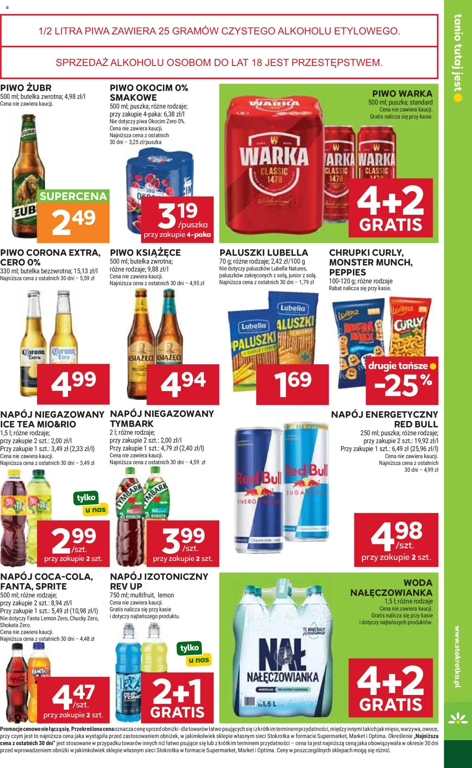 Stokrotka gazetka - Market od 28.05.2026 | Strona: 23 | Produkty: Piwo żubr, Red bull, Chrupki, Woda