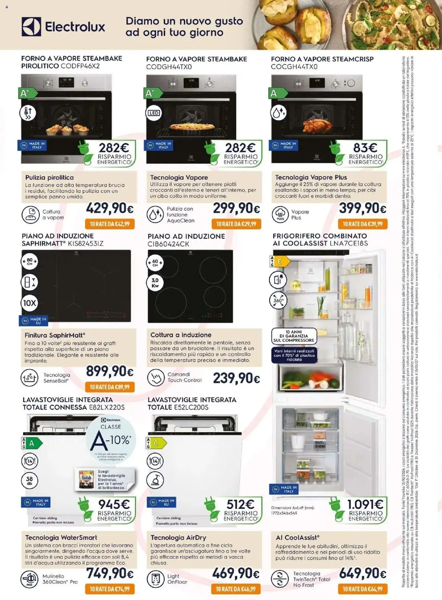 Volantino Unieuro del 30/10/2026 | Pagina: 3 | Prodotti: Tè, Freezer, Lavastoviglie, Frigorifero combinato