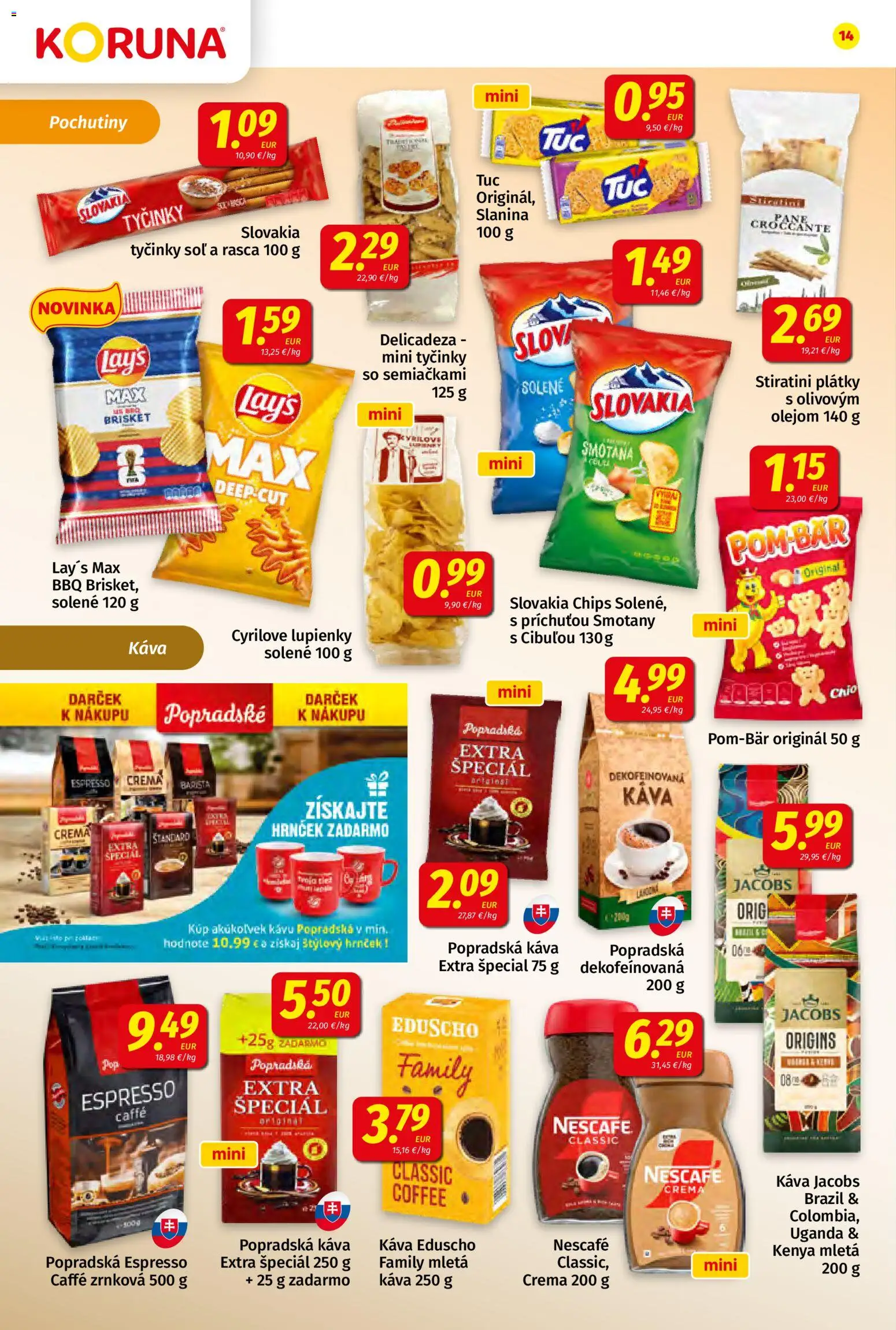 Nové Koruna akcie – leták je platný od 22.05.2026 | Strana: 14 | Produkty: Barista, Slanina, Smotana, Soľ