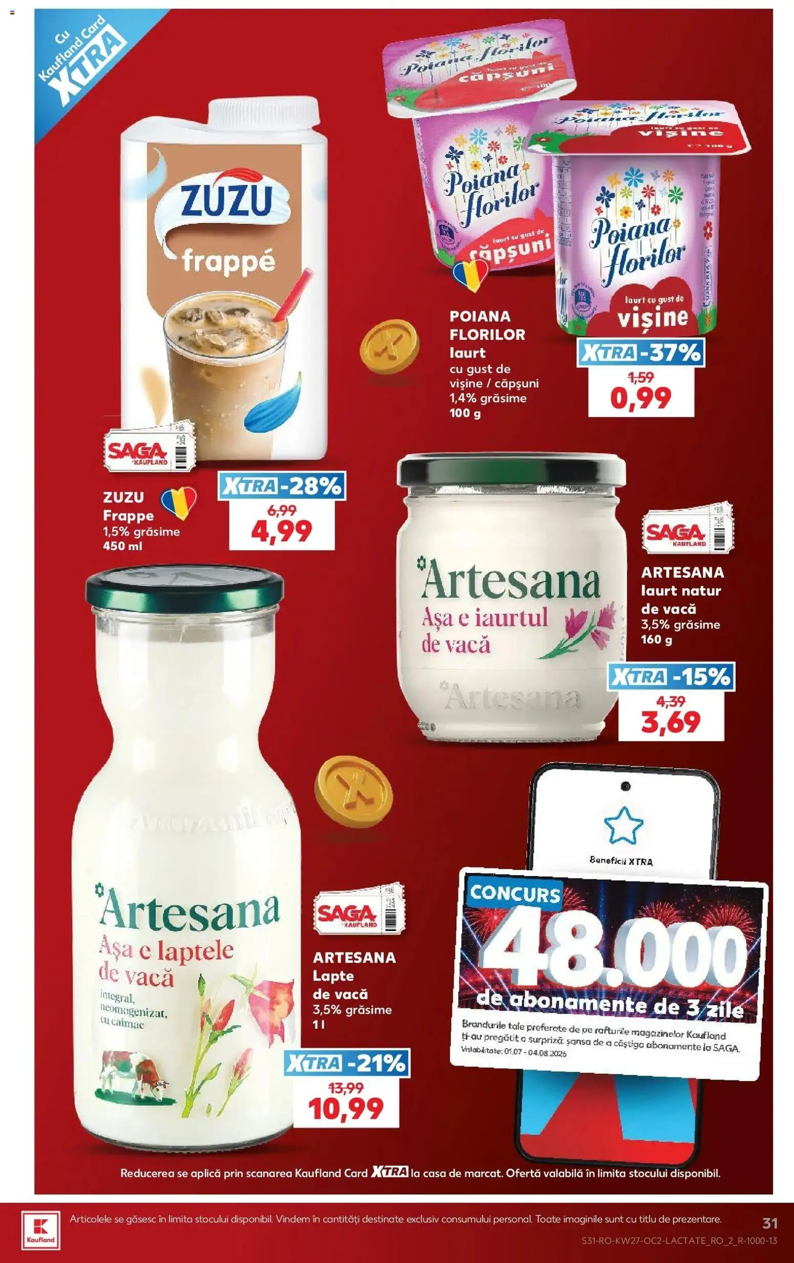 Noul catalog Kaufland – valabil de la 01.07.2026 | Pagină: 31 | Produse: Lapte, Căpșuni