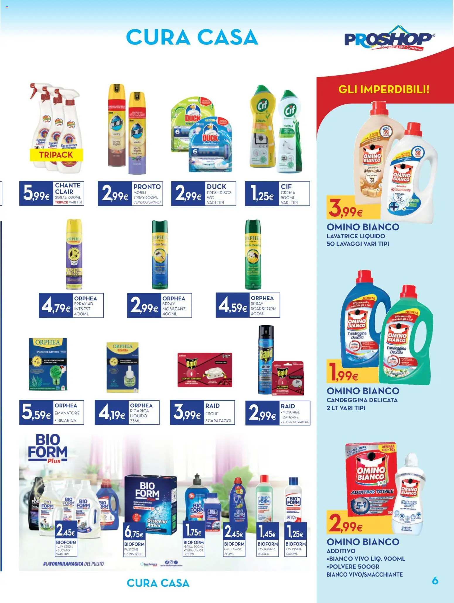 Volantino Proshop del 30/07/2026 | Pagina: 7 | Prodotti: Crema, Candeggina, Sgrassatore, Lavatrice