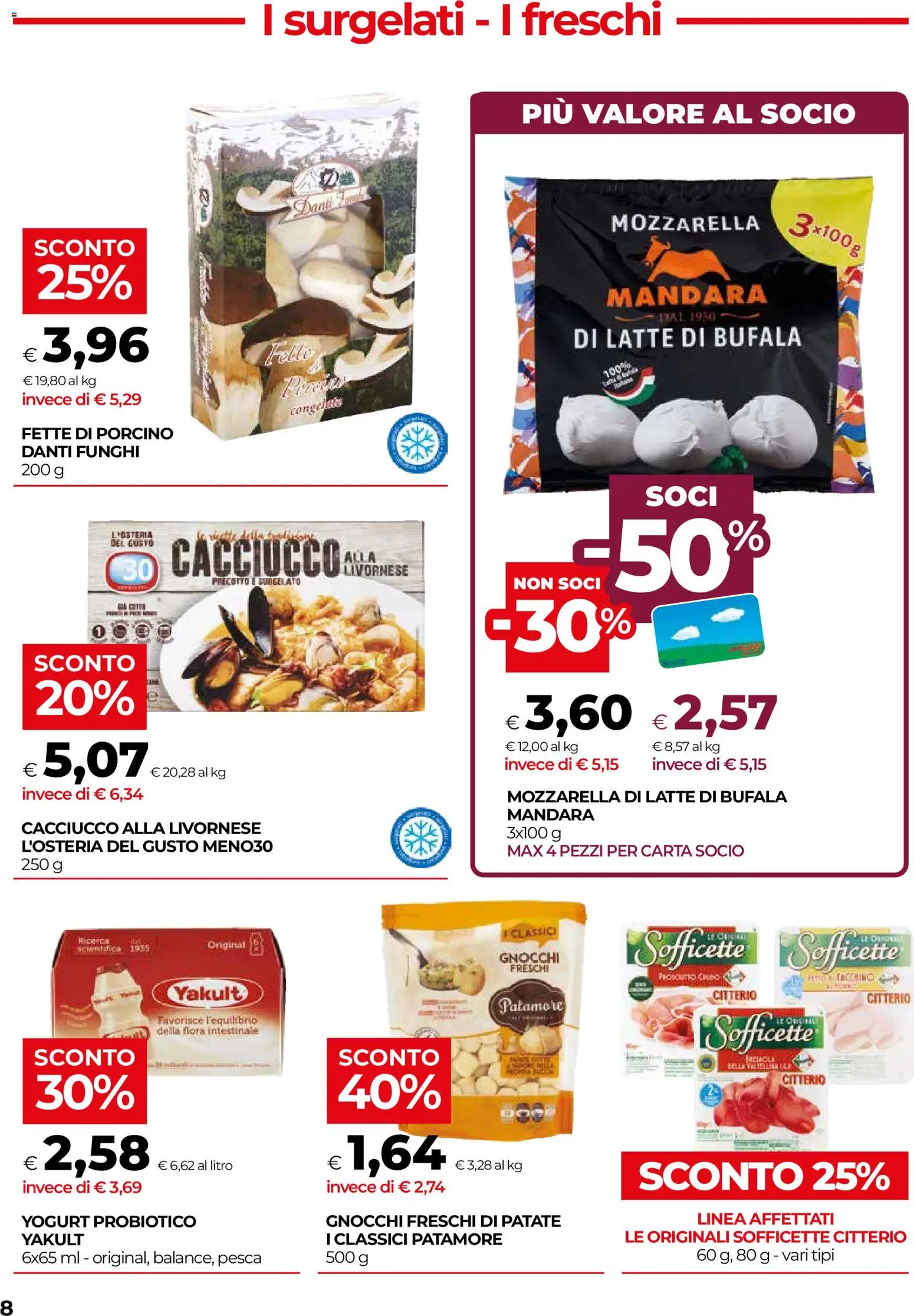 Volantino COOP del 17/09/2026 | Pagina: 8 | Prodotti: Yogurt, Mozzarella, Pesca, Gnocchi