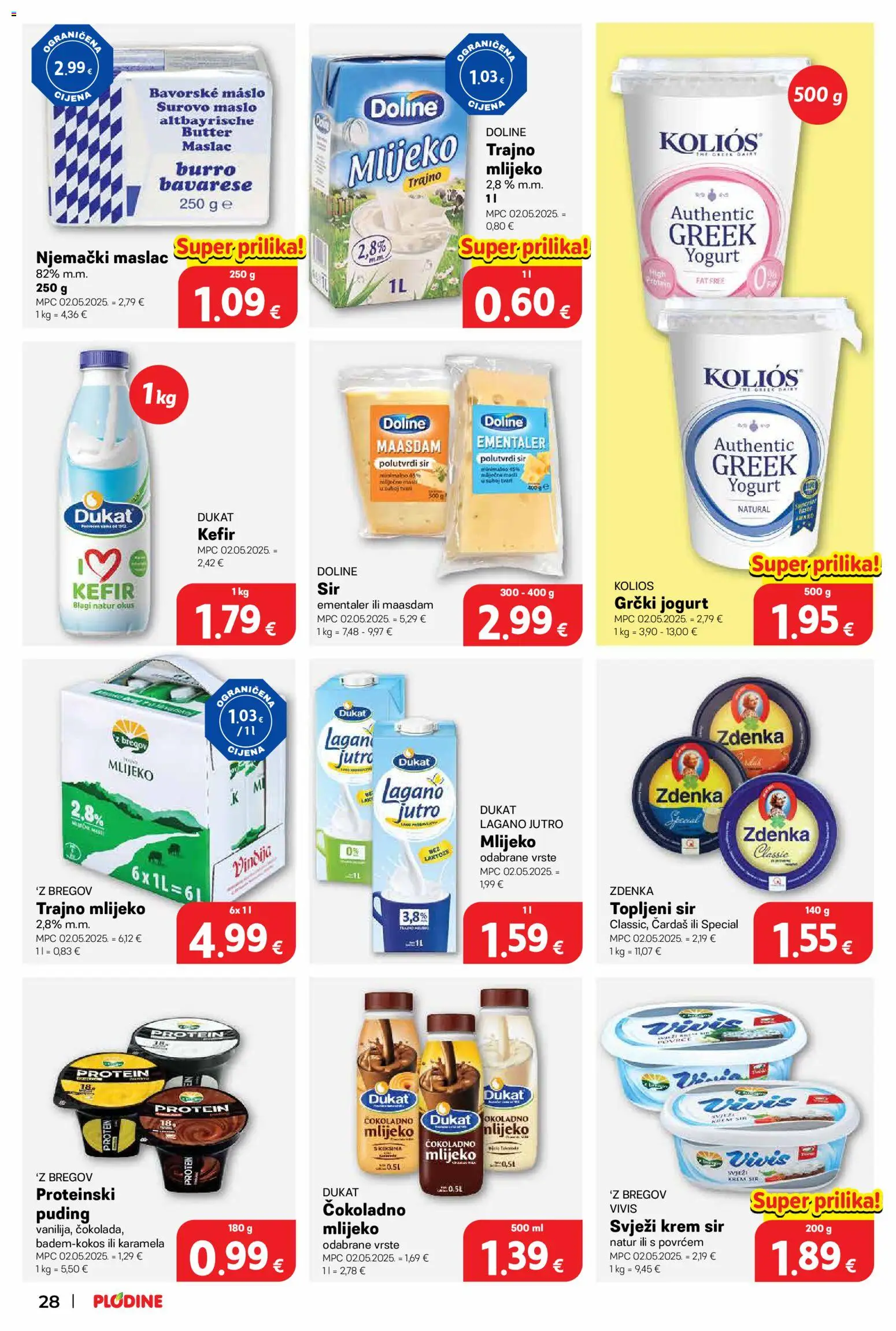 Plodine katalog | vrijedi od 10.09.2026 | Stranica: 28 | Proizvodi: Proteinski puding, Maslac, Jogurt, Karamela