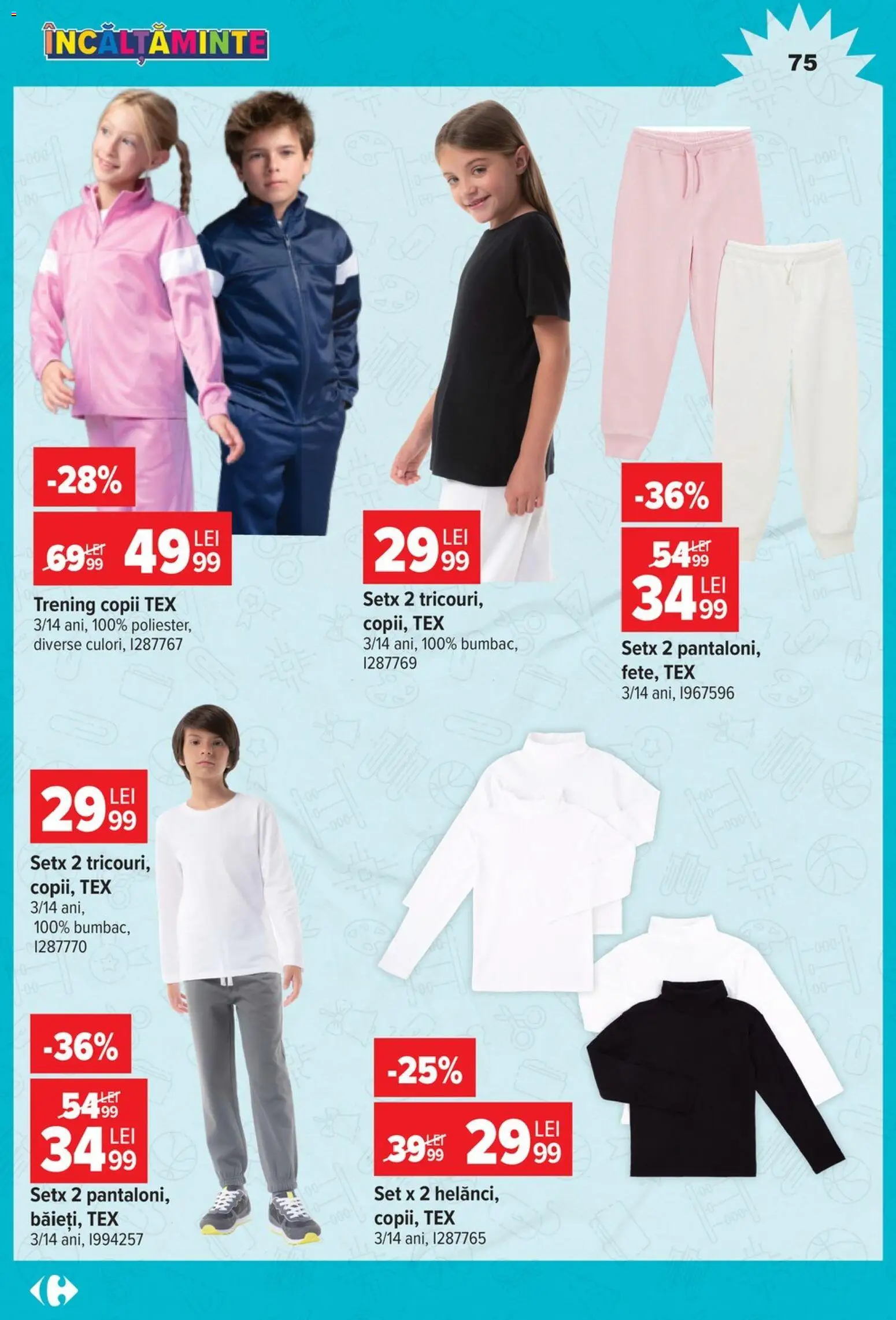 Noul catalog Carrefour – valabil de la 12.08.2026 | Pagină: 75 | Produse: Trening, Incaltaminte, Tex