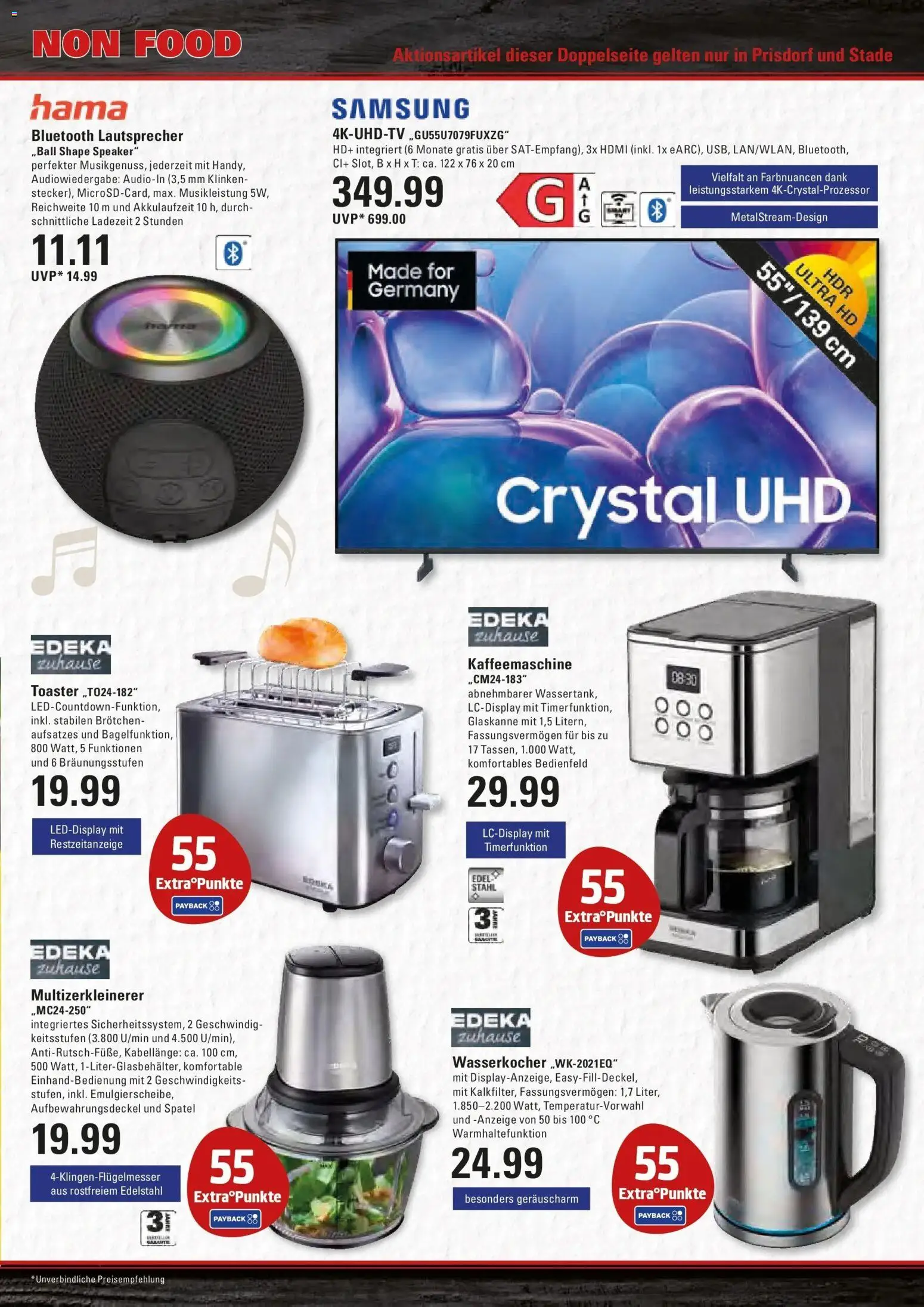 Edeka Prospekt Stade (ab 14.09.2026) » Angebote Online | Seite: 19 | Produkte: Lautsprecher, Wasserkocher, Toaster, Samsung