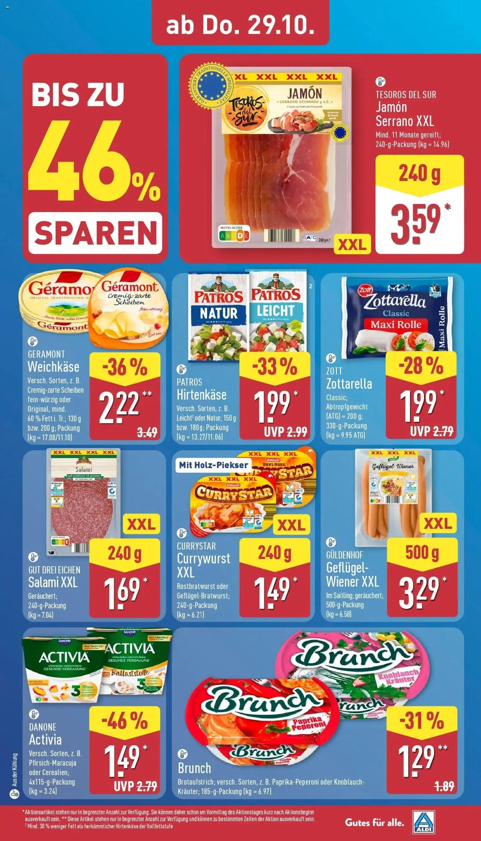 Aldi Aktueller Prospekt (ab 26.10.2026) » Angebote Online | Seite: 34 | Produkte: Geramont, Danone activia, Paprika, Salami