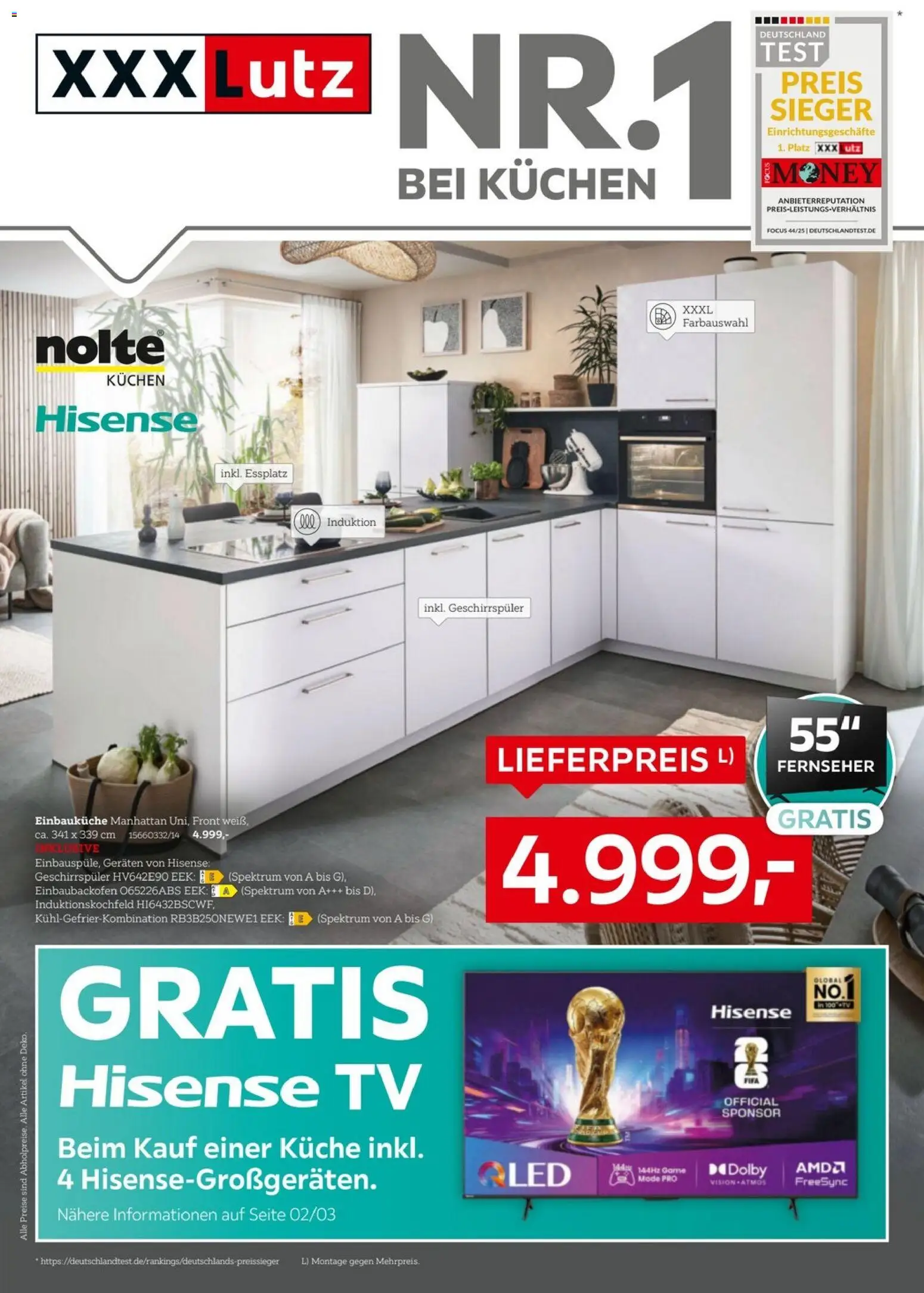 XXXLutz Nr. 1 bei küchen – gültig ab 09.05.2026 | Seite: 1 | Produkte: Geschirrspüler, Einbauküche, TV, Fernseher