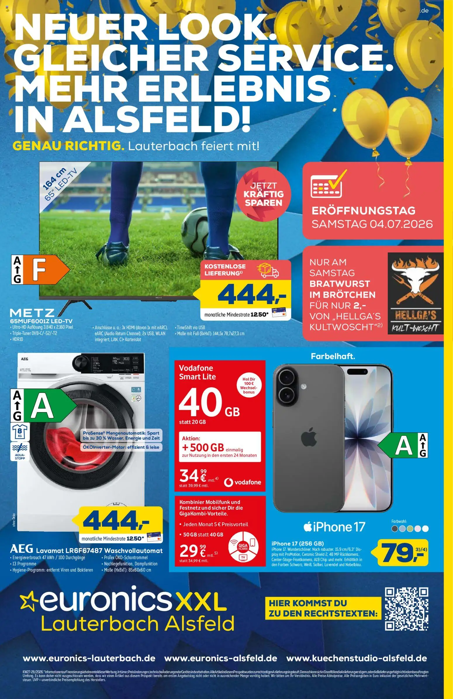 Euronics  Aktueller Prospekt – gültig ab 04.07.2026 | Seite: 1 | Produkte: AEG, Bratwurst, Iphone, Lavendel