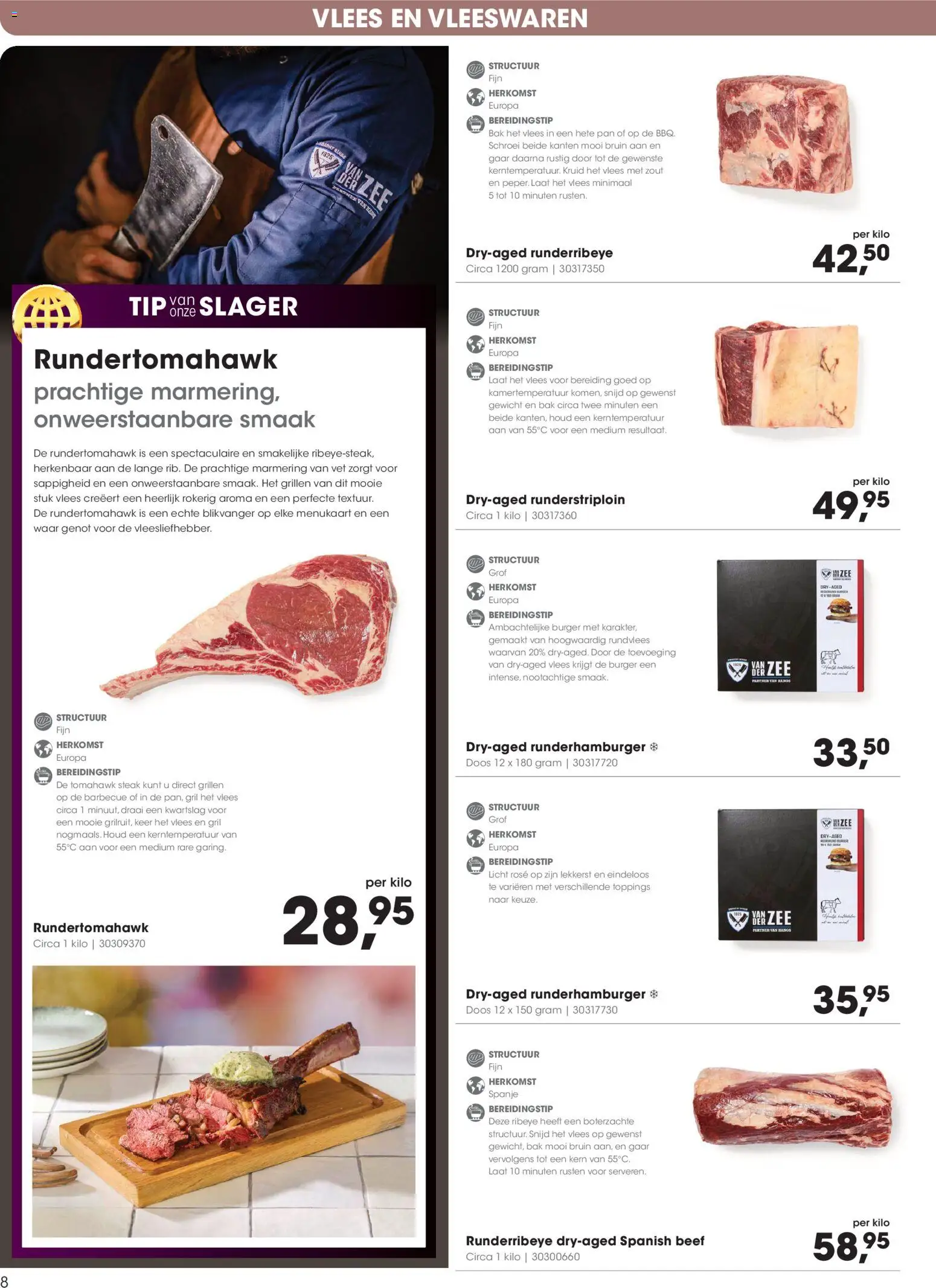 {H1} | Pagina: 8 | Producten: Kisperec, Steak, Gewicht, Rundvlees