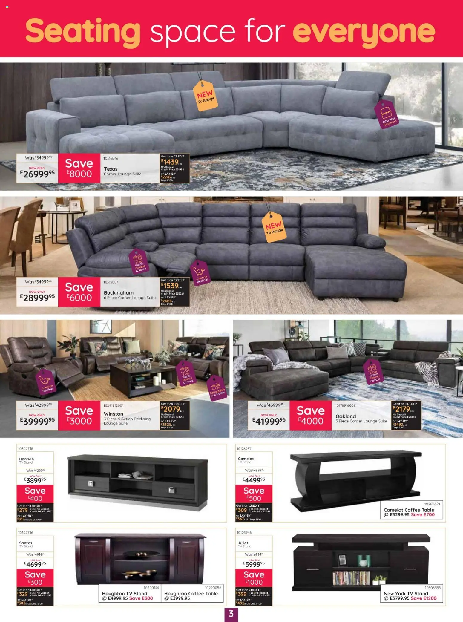 New Bradlows catalogue – valid from 15/10/2026 | Page: 3 | Products: TV, Coffee table, Table, Lounge suite