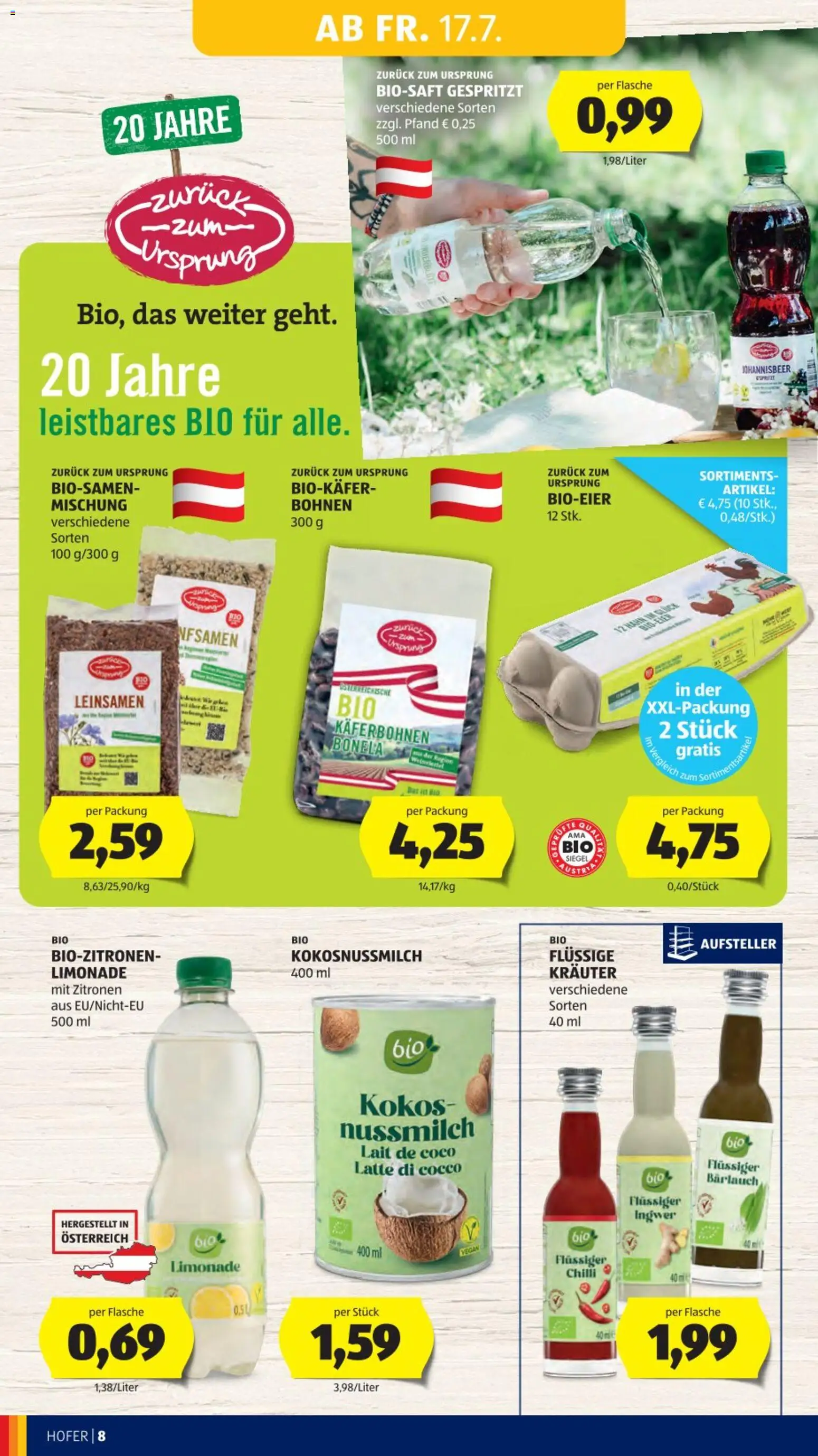 Hofer AT akciós ujság - amely érvényes a következő dátumtól: 2026.07.17. | Oldal: 12 | Termékek: Limonádé, Vegán