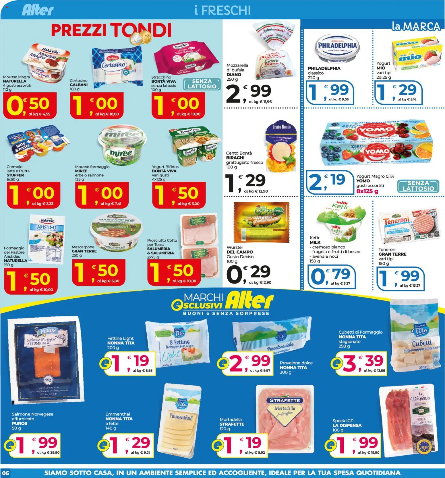 Volantino Alter Discount del 23/07/2026 | Pagina: 6 | Prodotti: Speck, Yogurt, Latte, Noci