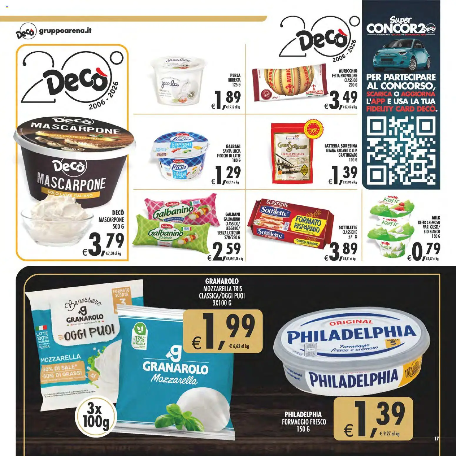 Volantino Decò del 13/10/2026 | Pagina: 17 | Prodotti: Provolone, Fiocchi, Sale, Mozzarella