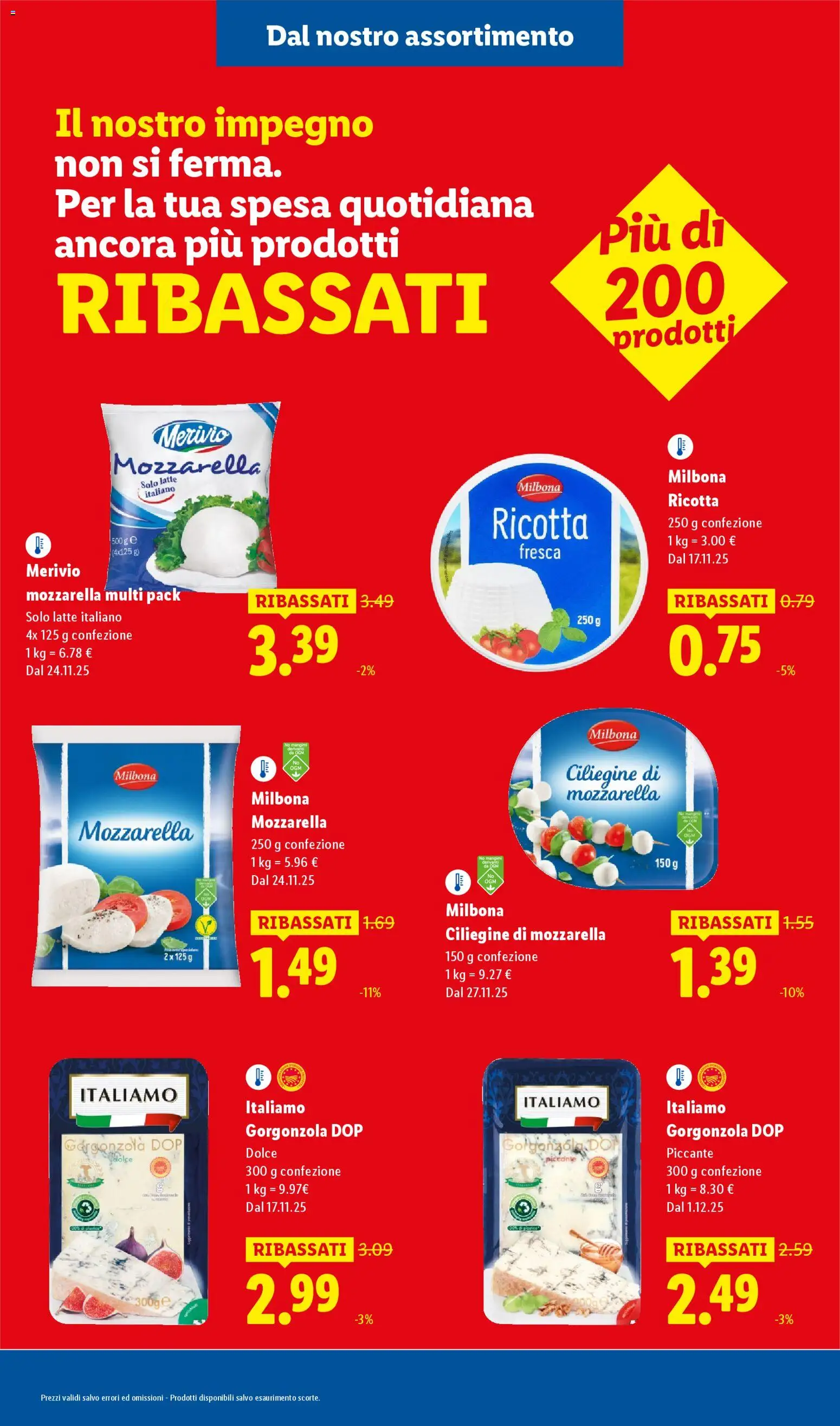 Volantino Lidl del 08.01.2026 | Pagina: 5 | Prodotti: Mozzarella, Latte, Ricotta, Gorgonzola