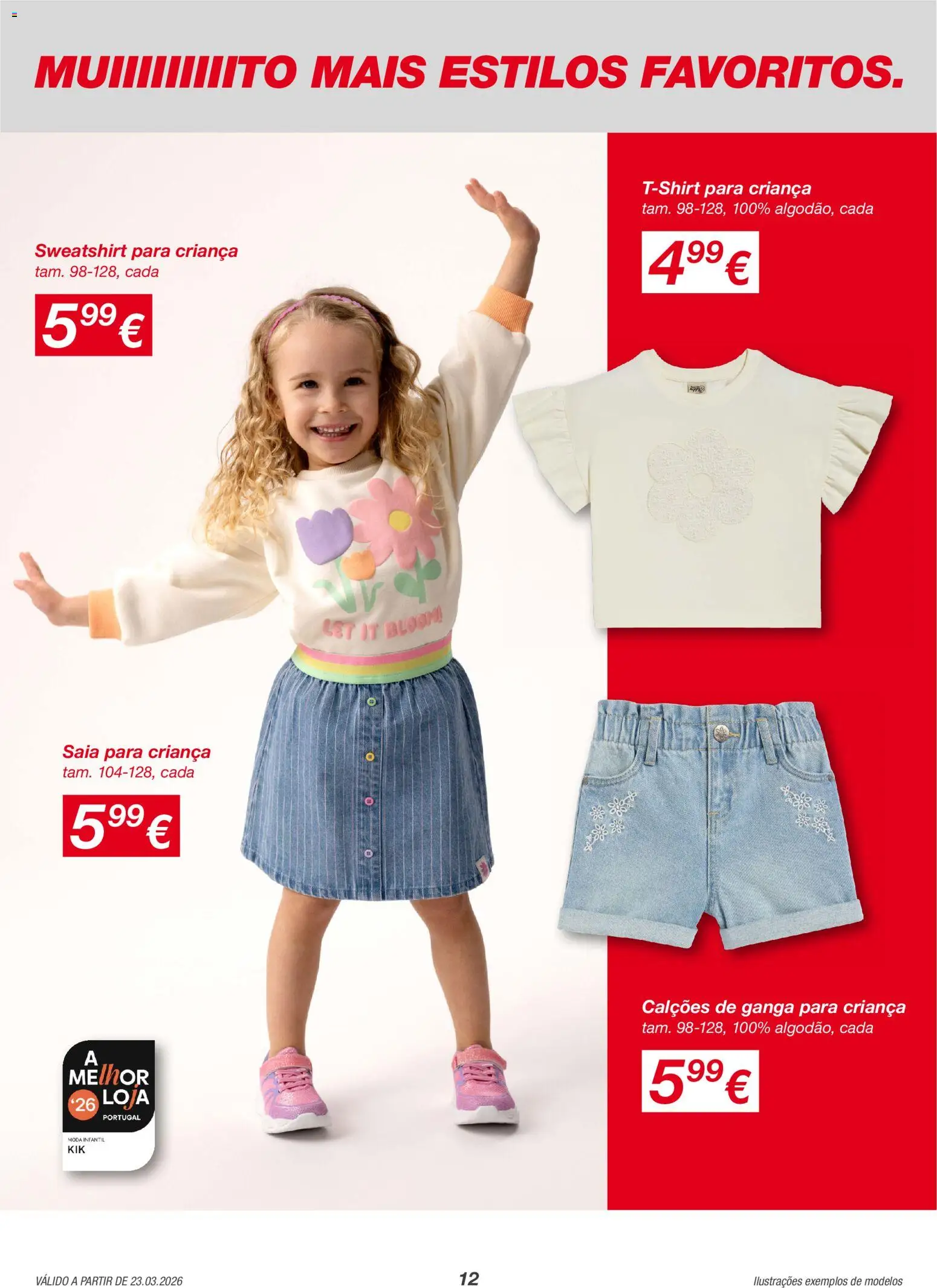 KIK folheto │ válido de 23.03.2026 | Página: 12 | Produtos: Sweatshirt, Calções, Saia