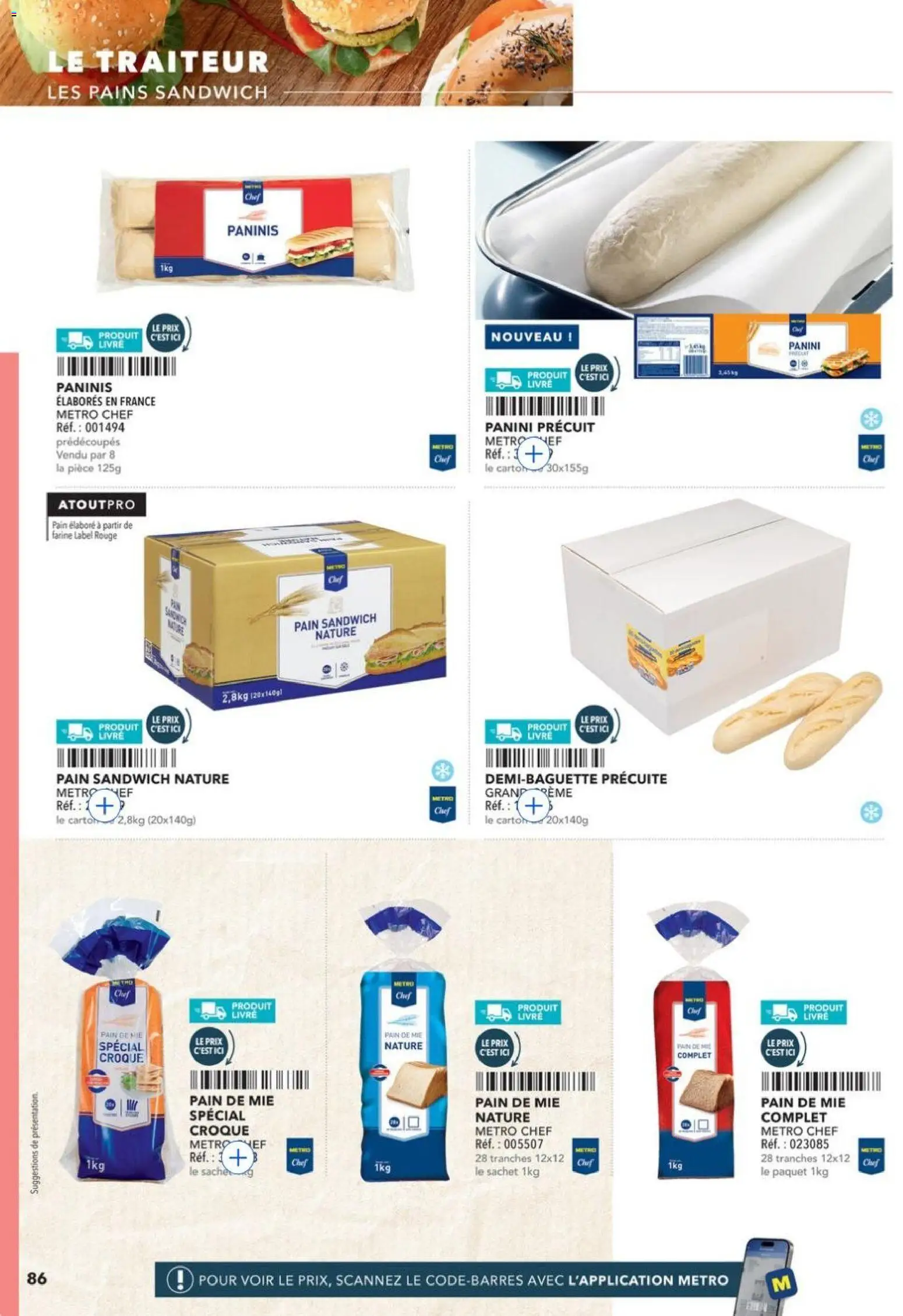 {H1} | Page: 86 | Produits: Panini, Sandwich, Farine, Pain