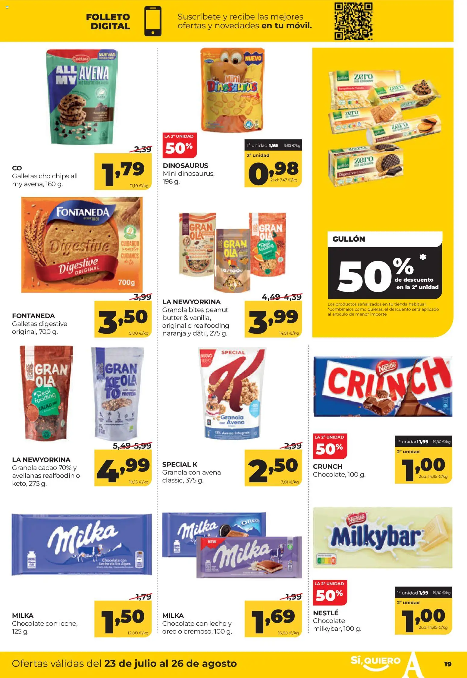 Alimerka folleto Castilla y León │ válido desde el 23/07/2026 | Página: 19 | Productos: Chocolate, Galletas, Chocolate con leche, Φρυγανιές σικάλεως