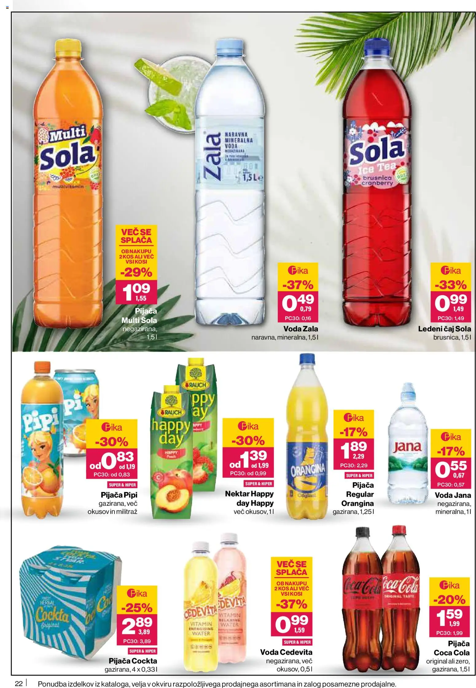 Novi Mercator katalog ponudbe – veljaven od 18.06.2026 | Stran: 22 | Izdelki: Kos, Ledeni čaj, Caj, Voda